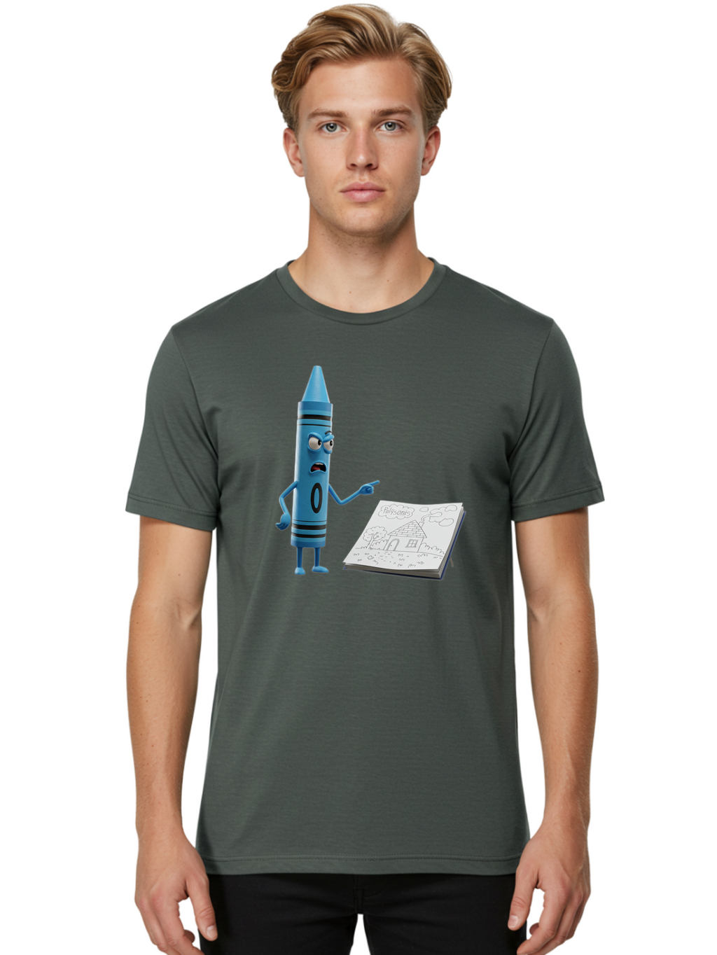 Blue-Crayon Men'S Graphic Tee, 100% Cotton, Comfortable Casual Summer Wear, Machine Washable, Vintage Camera, Old Camera, Antique Camera, Black Camera, Classic Photography, Photography Equipment, Nostalgic Device, Film Camera, Camera Art Bal830