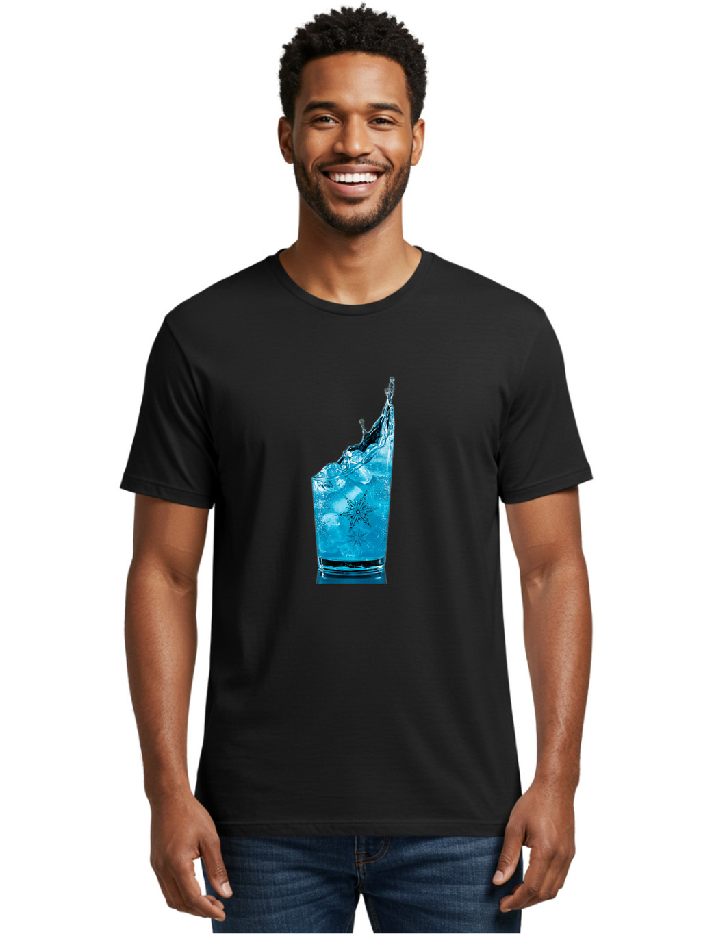 Blue-Drink-Splash Men'S Graphic Tee, 100% Cotton, Comfortable Casual Summer Wear, Machine Washable, Vintage Camera, Old Camera, Antique Camera, Black Camera, Classic Photography, Photography Equipment, Nostalgic Device, Film Camera, Camera Art Bal831