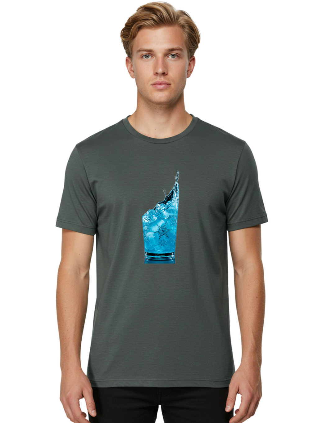 Blue-Drink-Splash Men'S Graphic Tee, 100% Cotton, Comfortable Casual Summer Wear, Machine Washable, Vintage Camera, Old Camera, Antique Camera, Black Camera, Classic Photography, Photography Equipment, Nostalgic Device, Film Camera, Camera Art Bal831