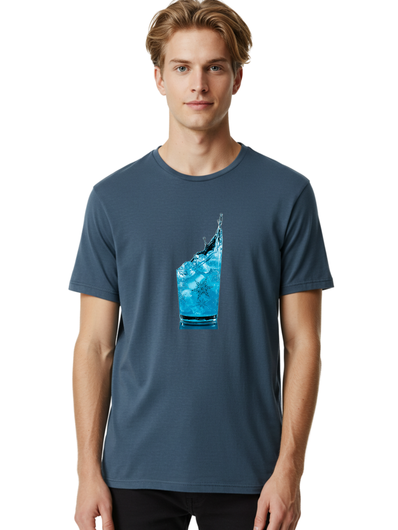 Blue-Drink-Splash Men'S Graphic Tee, 100% Cotton, Comfortable Casual Summer Wear, Machine Washable, Vintage Camera, Old Camera, Antique Camera, Black Camera, Classic Photography, Photography Equipment, Nostalgic Device, Film Camera, Camera Art Bal831