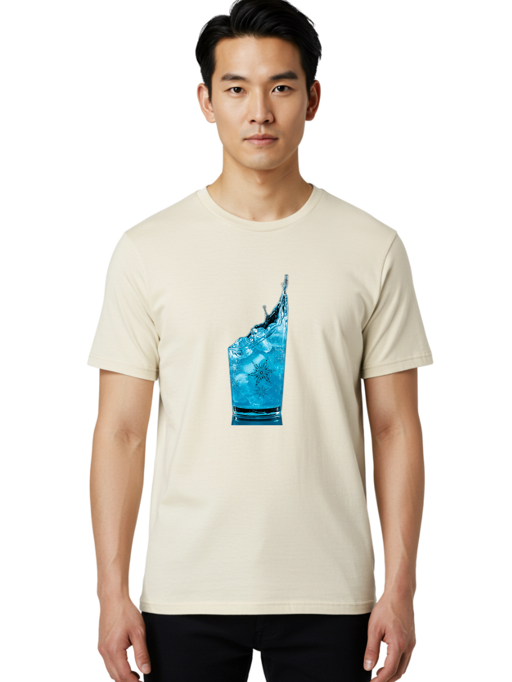 Blue-Drink-Splash Men'S Graphic Tee, 100% Cotton, Comfortable Casual Summer Wear, Machine Washable, Vintage Camera, Old Camera, Antique Camera, Black Camera, Classic Photography, Photography Equipment, Nostalgic Device, Film Camera, Camera Art Bal831