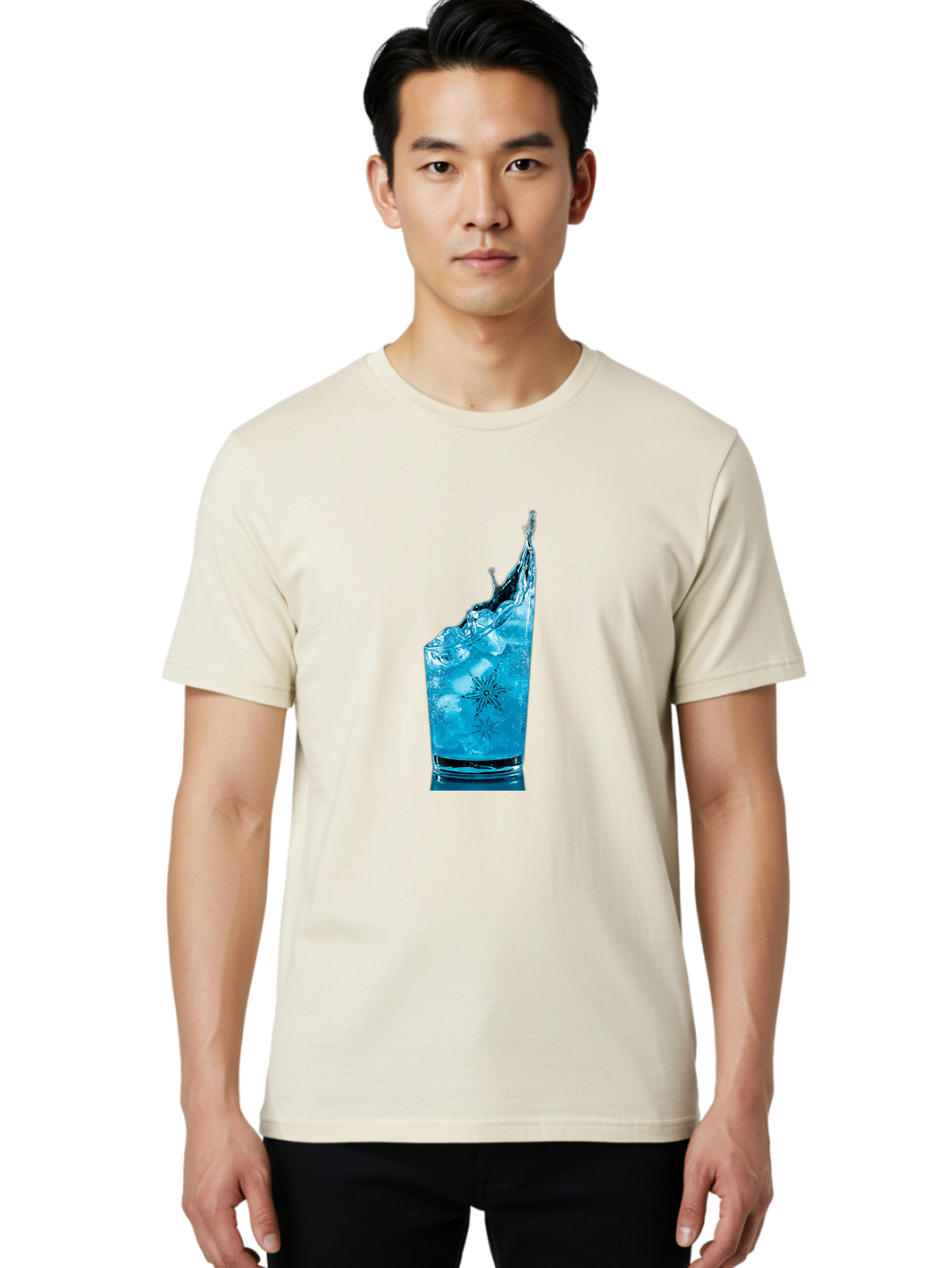 Blue-Drink-Splash Men'S Graphic Tee, 100% Cotton, Comfortable Casual Summer Wear, Machine Washable, Vintage Camera, Old Camera, Antique Camera, Black Camera, Classic Photography, Photography Equipment, Nostalgic Device, Film Camera, Camera Art Bal831