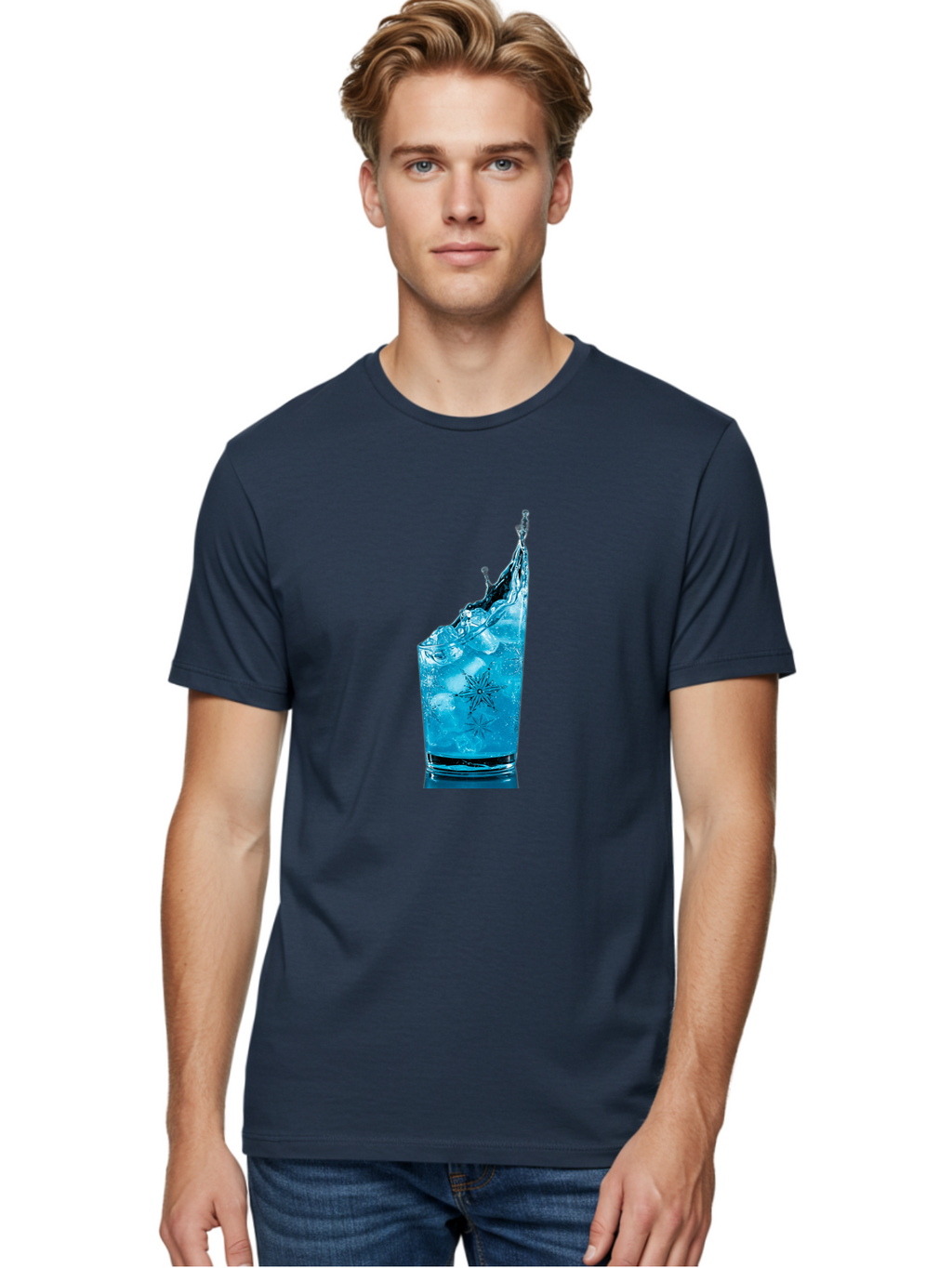 Blue-Drink-Splash Men'S Graphic Tee, 100% Cotton, Comfortable Casual Summer Wear, Machine Washable, Vintage Camera, Old Camera, Antique Camera, Black Camera, Classic Photography, Photography Equipment, Nostalgic Device, Film Camera, Camera Art Bal831