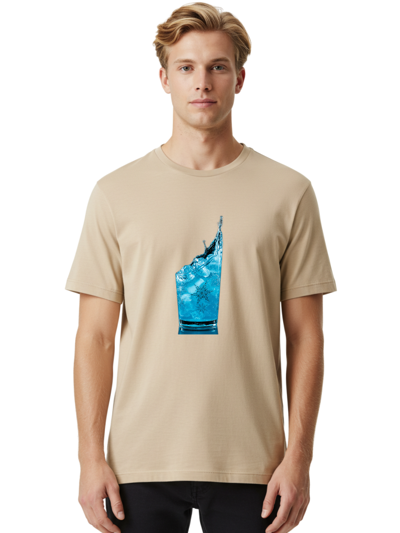 Blue-Drink-Splash Men'S Graphic Tee, 100% Cotton, Comfortable Casual Summer Wear, Machine Washable, Vintage Camera, Old Camera, Antique Camera, Black Camera, Classic Photography, Photography Equipment, Nostalgic Device, Film Camera, Camera Art Bal831