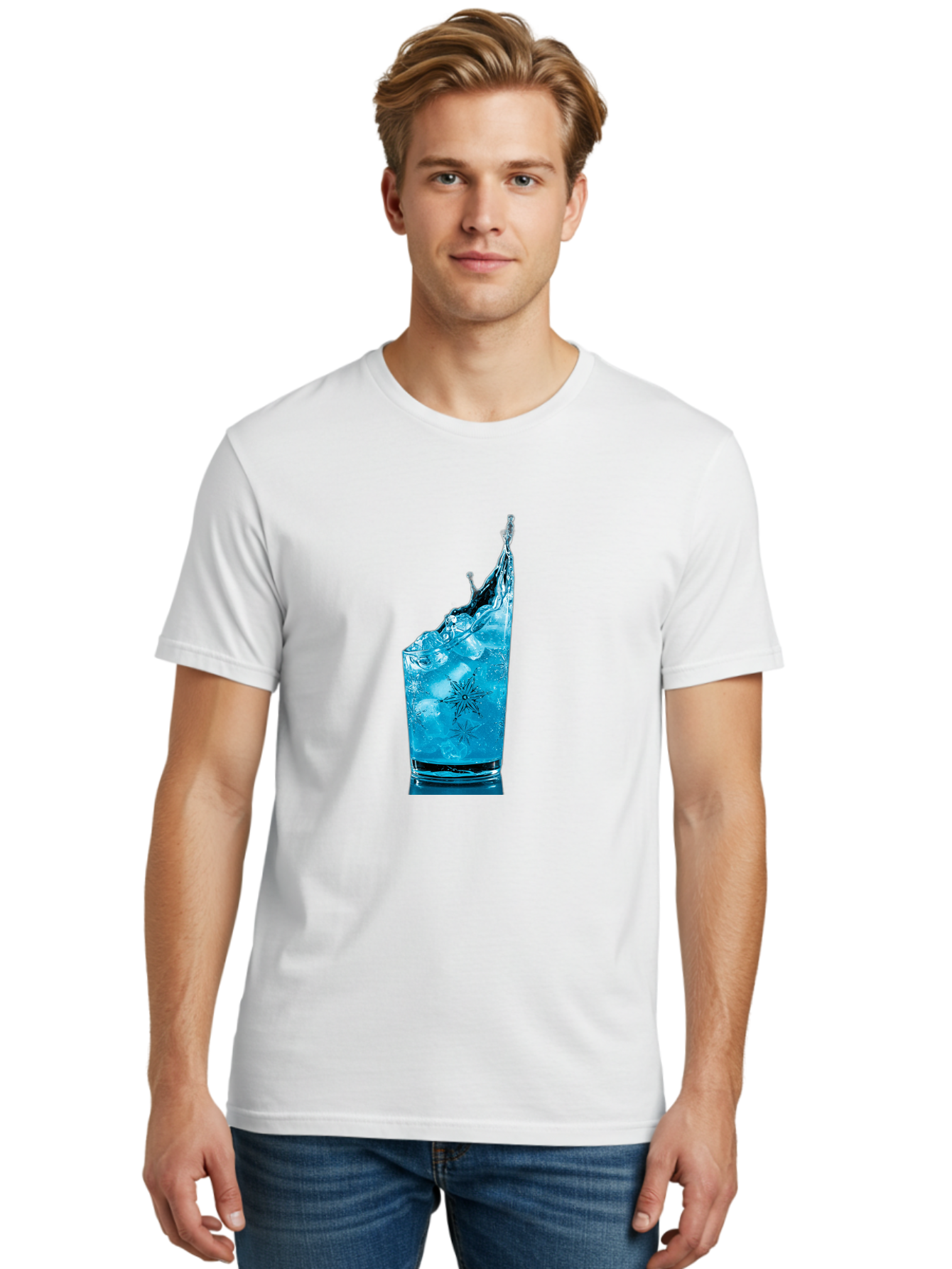 Blue-Drink-Splash Men'S Graphic Tee, 100% Cotton, Comfortable Casual Summer Wear, Machine Washable, Vintage Camera, Old Camera, Antique Camera, Black Camera, Classic Photography, Photography Equipment, Nostalgic Device, Film Camera, Camera Art Bal831