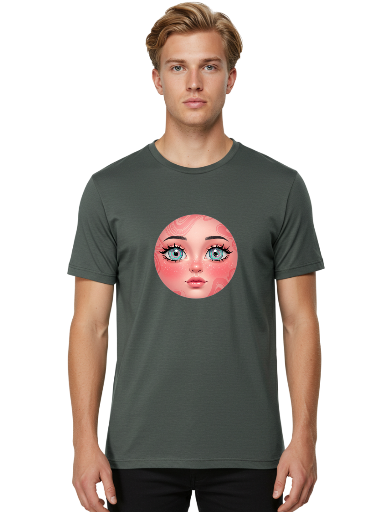Blue-Eyed-Girl-Portrait Men'S Graphic Tee, 100% Cotton, Comfortable Casual Summer Wear, Machine Washable, Vintage Camera, Old Camera, Antique Camera, Black Camera, Classic Photography, Photography Equipment, Nostalgic Device, Film Camera, Bal832