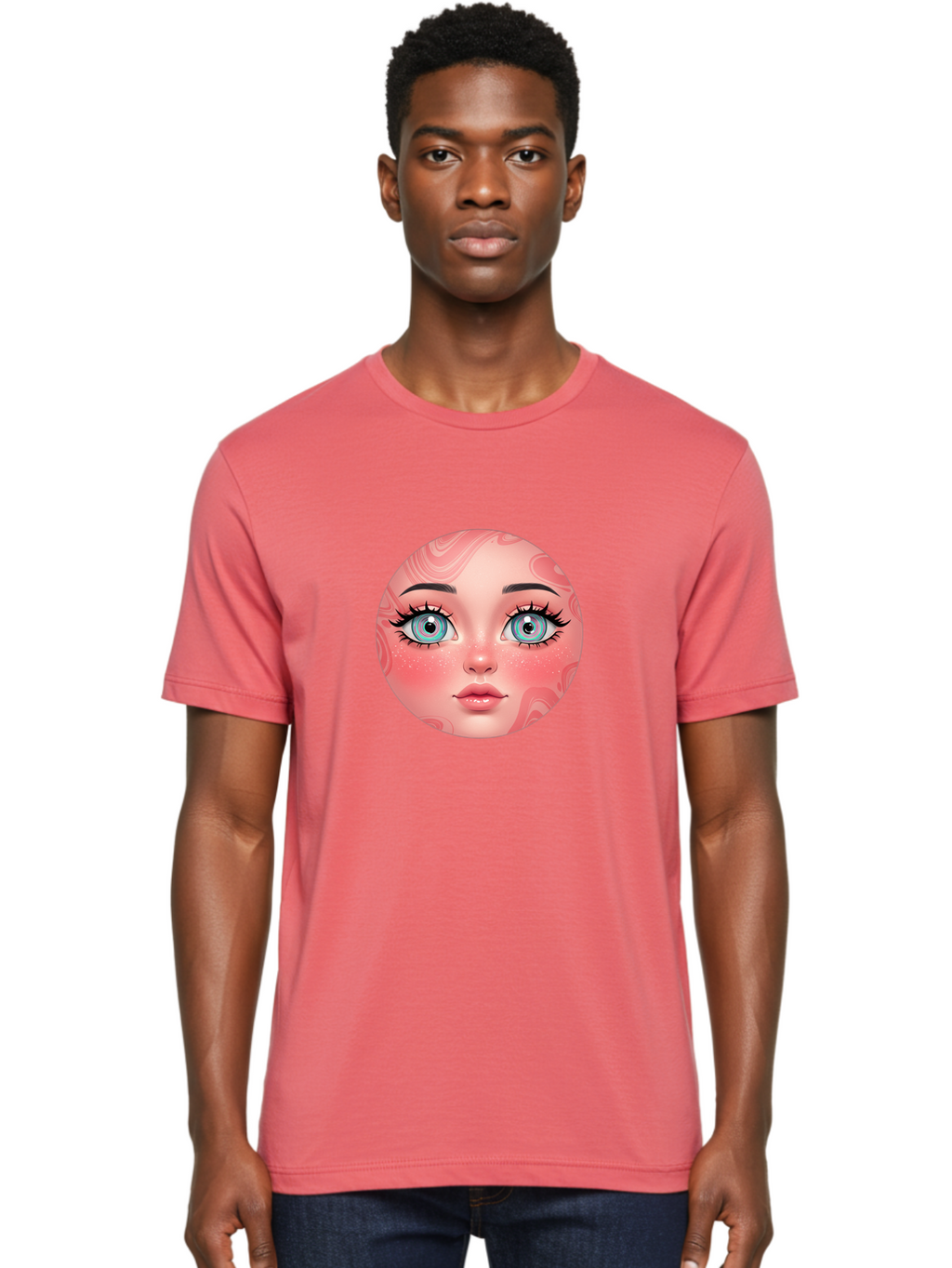Blue-Eyed-Girl-Portrait Men'S Graphic Tee, 100% Cotton, Comfortable Casual Summer Wear, Machine Washable, Vintage Camera, Old Camera, Antique Camera, Black Camera, Classic Photography, Photography Equipment, Nostalgic Device, Film Camera, Bal832