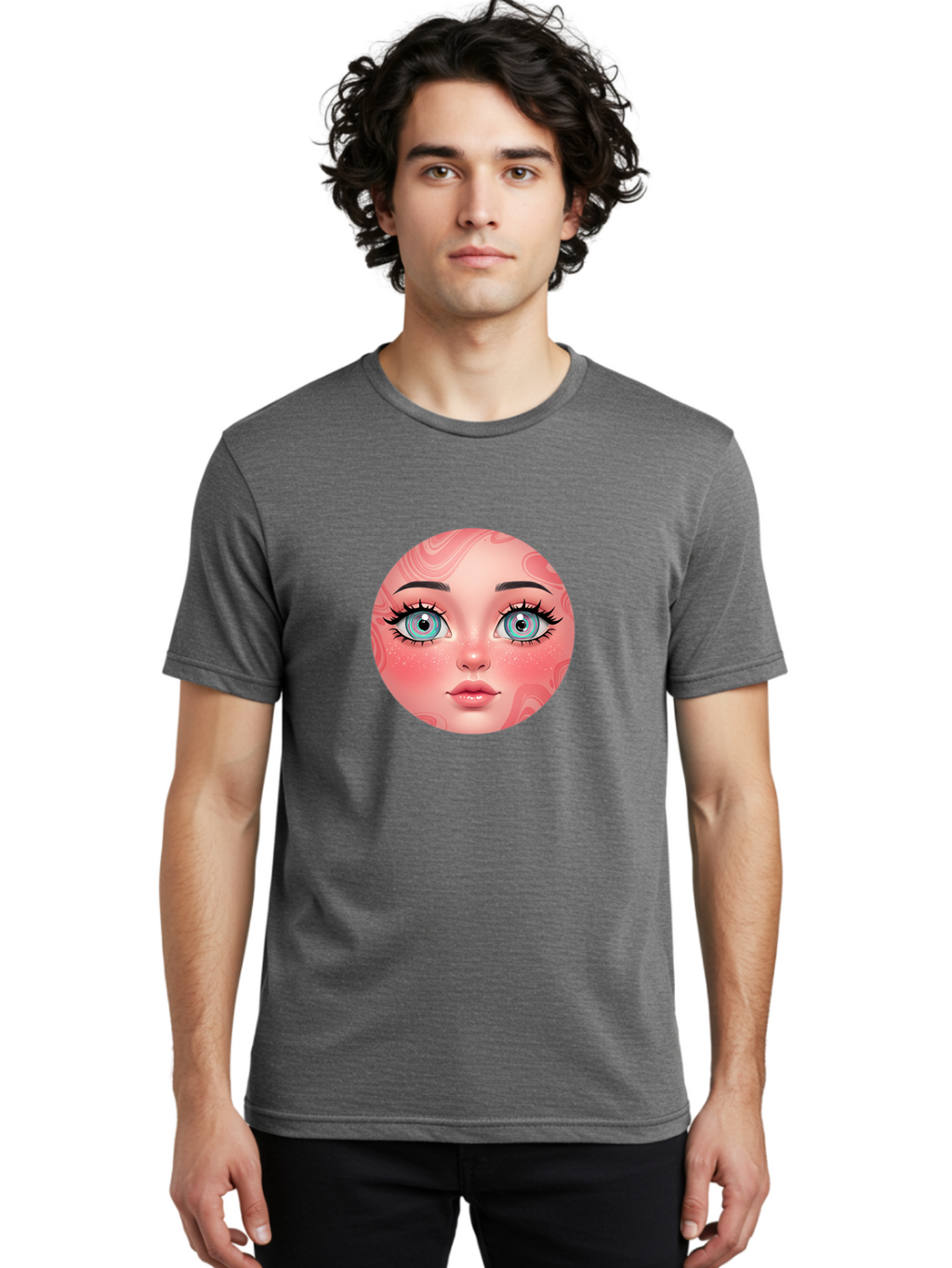 Blue-Eyed-Girl-Portrait Men'S Graphic Tee, 100% Cotton, Comfortable Casual Summer Wear, Machine Washable, Vintage Camera, Old Camera, Antique Camera, Black Camera, Classic Photography, Photography Equipment, Nostalgic Device, Film Camera, Bal832