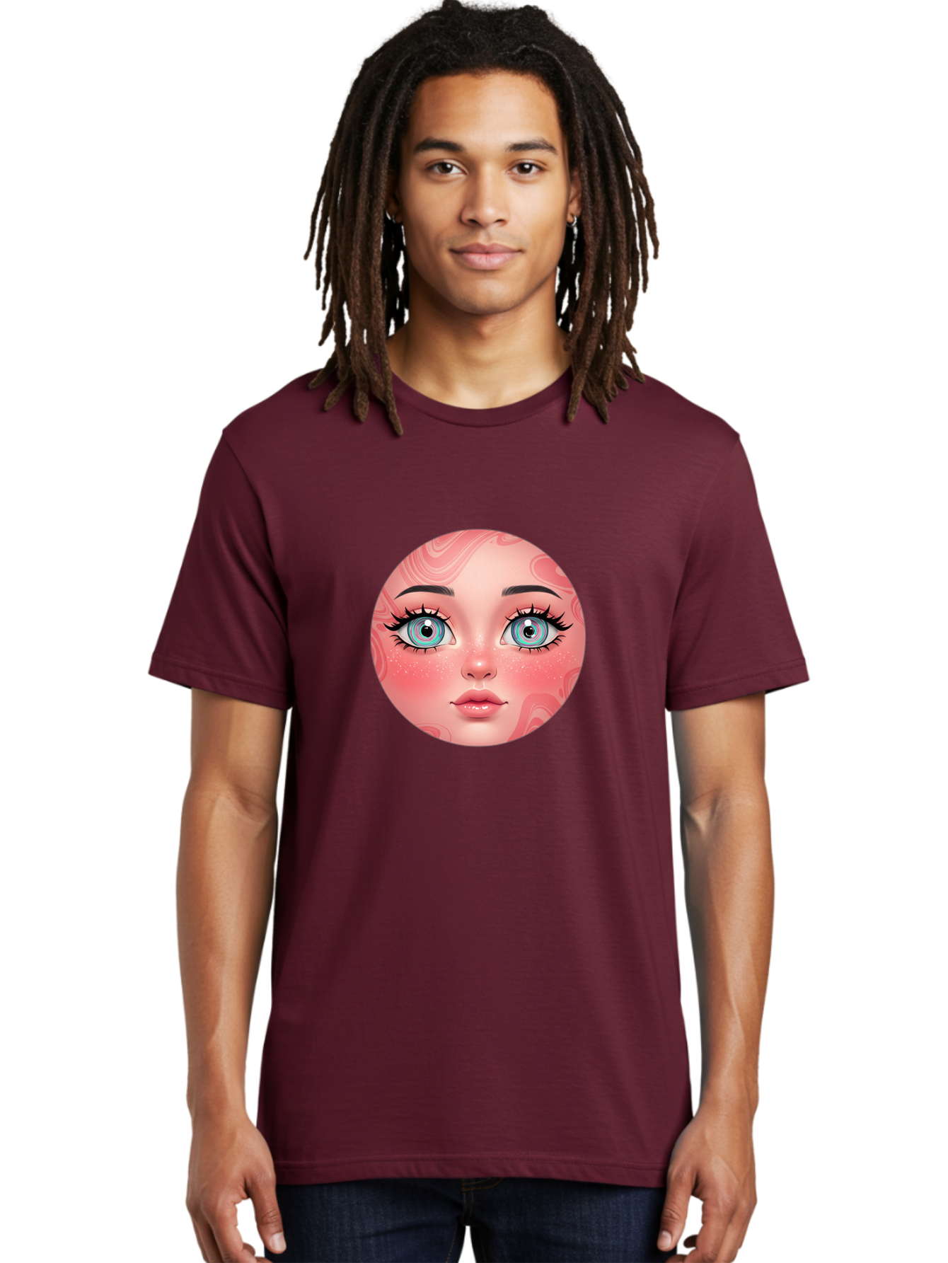 Blue-Eyed-Girl-Portrait Men'S Graphic Tee, 100% Cotton, Comfortable Casual Summer Wear, Machine Washable, Vintage Camera, Old Camera, Antique Camera, Black Camera, Classic Photography, Photography Equipment, Nostalgic Device, Film Camera, Bal832