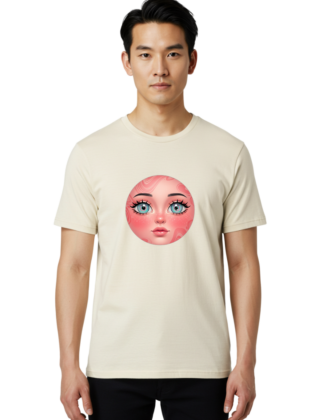 Blue-Eyed-Girl-Portrait Men'S Graphic Tee, 100% Cotton, Comfortable Casual Summer Wear, Machine Washable, Vintage Camera, Old Camera, Antique Camera, Black Camera, Classic Photography, Photography Equipment, Nostalgic Device, Film Camera, Bal832