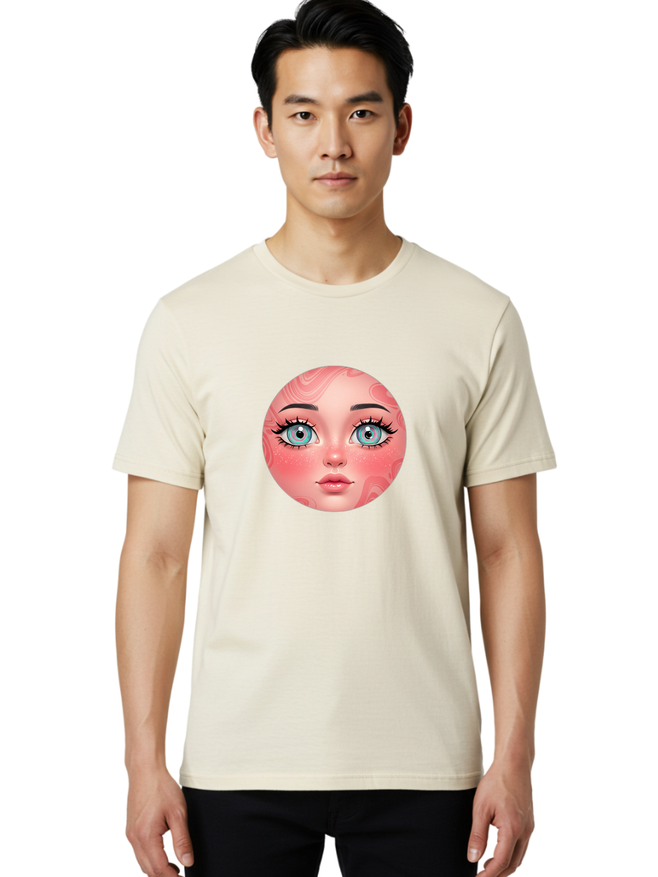 Blue-Eyed-Girl-Portrait Men'S Graphic Tee, 100% Cotton, Comfortable Casual Summer Wear, Machine Washable, Vintage Camera, Old Camera, Antique Camera, Black Camera, Classic Photography, Photography Equipment, Nostalgic Device, Film Camera, Bal832