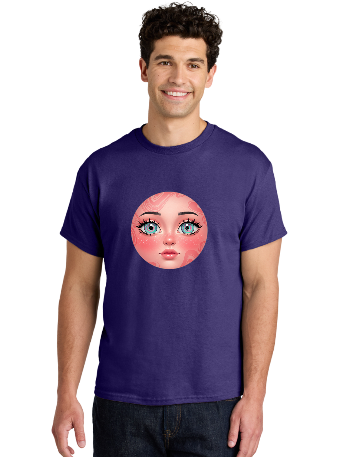 Blue-Eyed-Girl-Portrait Men'S Graphic Tee, 100% Cotton, Comfortable Casual Summer Wear, Machine Washable, Vintage Camera, Old Camera, Antique Camera, Black Camera, Classic Photography, Photography Equipment, Nostalgic Device, Film Camera, Bal832