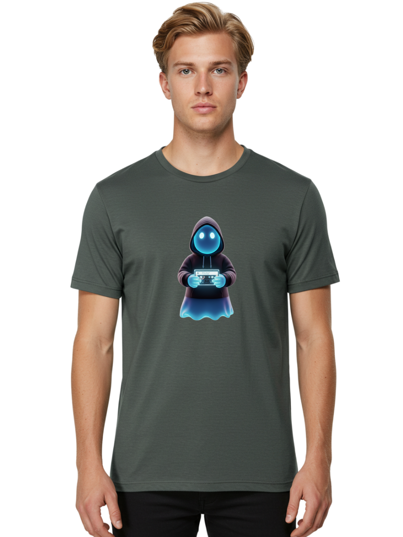 Blue-Ghost-Gamer Men'S Graphic Tee, 100% Cotton, Comfortable Casual Summer Wear, Machine Washable, Vintage Camera, Old Camera, Antique Camera, Black Camera, Classic Photography, Photography Equipment, Nostalgic Device, Film Camera, Camera Art Bal833