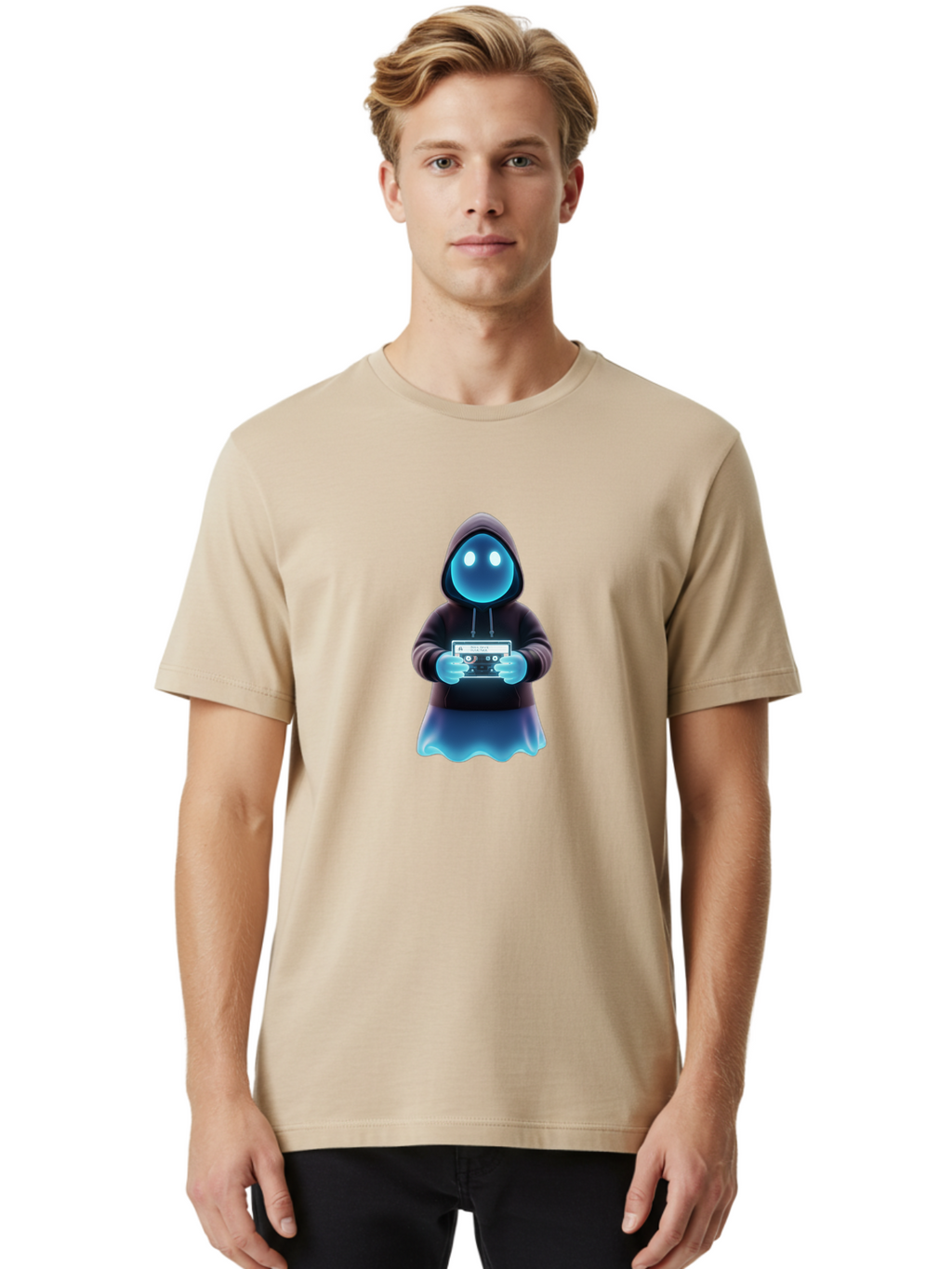 Blue-Ghost-Gamer Men'S Graphic Tee, 100% Cotton, Comfortable Casual Summer Wear, Machine Washable, Vintage Camera, Old Camera, Antique Camera, Black Camera, Classic Photography, Photography Equipment, Nostalgic Device, Film Camera, Camera Art Bal833