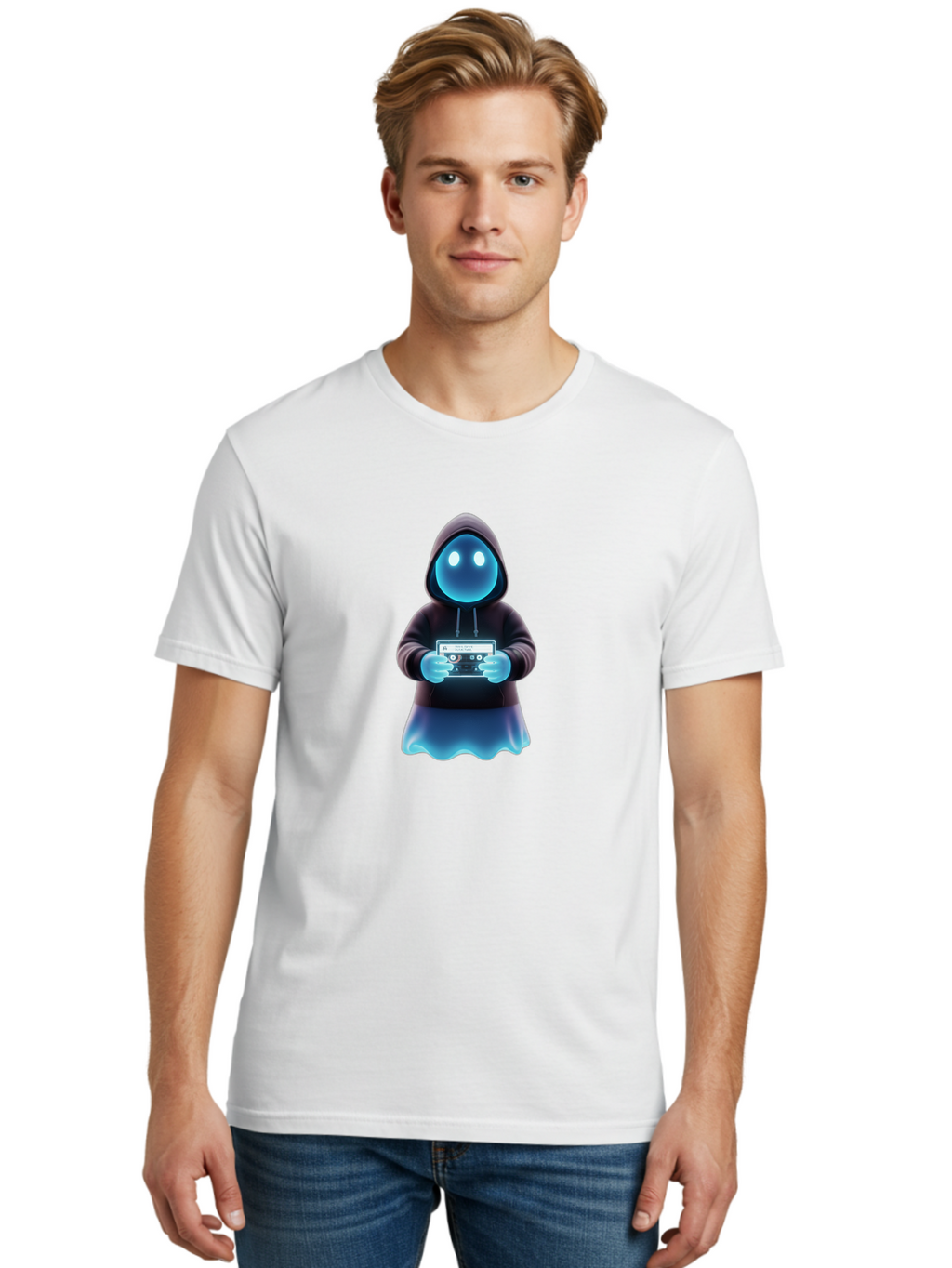Blue-Ghost-Gamer Men'S Graphic Tee, 100% Cotton, Comfortable Casual Summer Wear, Machine Washable, Vintage Camera, Old Camera, Antique Camera, Black Camera, Classic Photography, Photography Equipment, Nostalgic Device, Film Camera, Camera Art Bal833