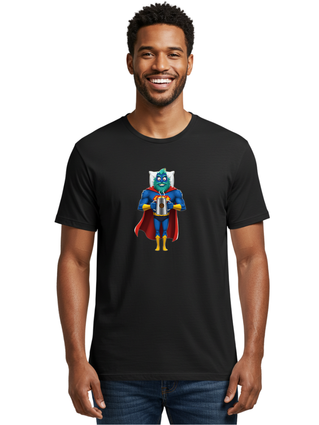 Blue-Superhero Men'S Graphic Tee, 100% Cotton, Comfortable Casual Summer Wear, Machine Washable, Vintage Camera, Old Camera, Antique Camera, Black Camera, Classic Photography, Photography Equipment, Nostalgic Device, Film Camera, Camera Art Bal834