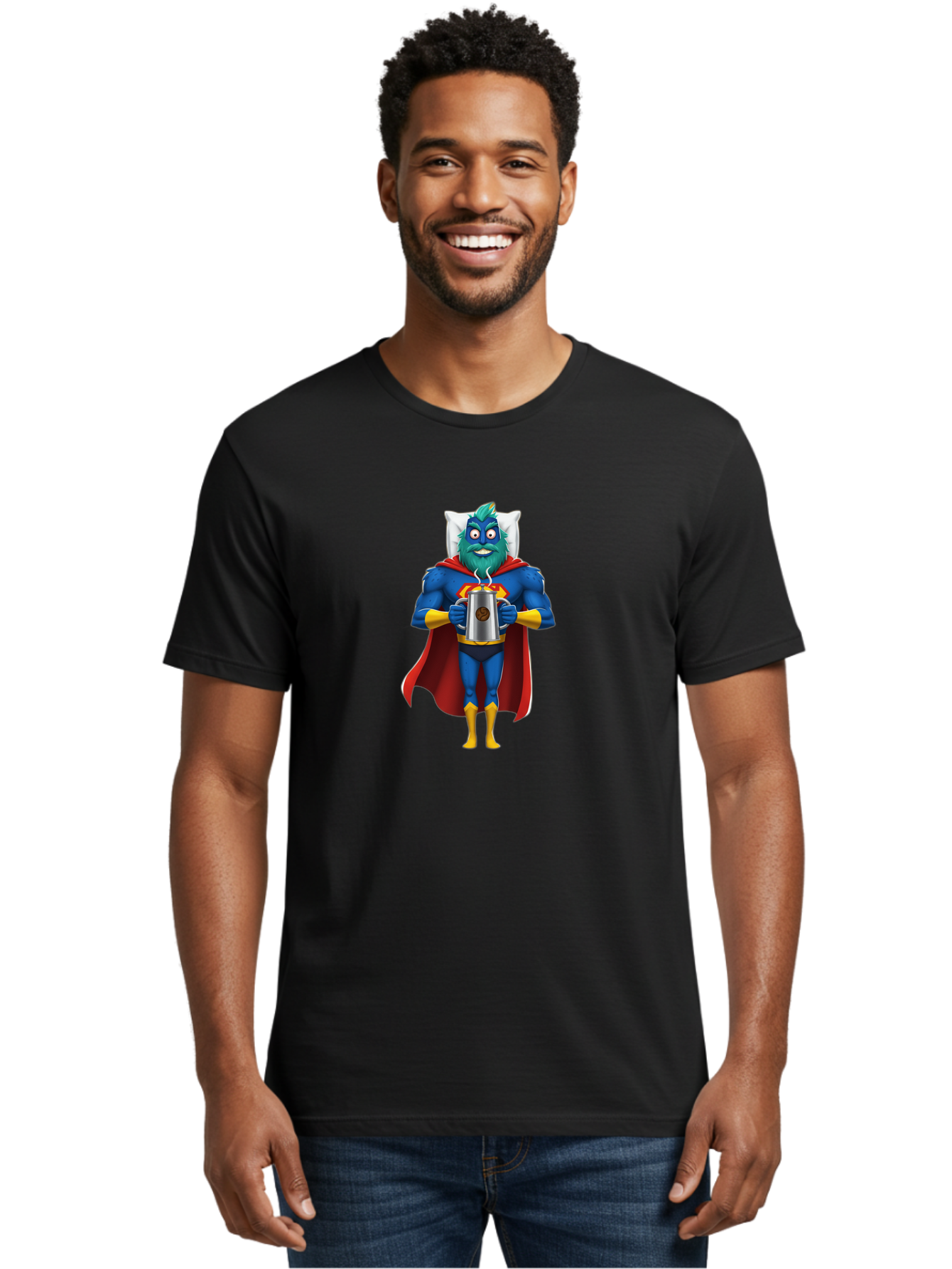 Blue-Superhero Men'S Graphic Tee, 100% Cotton, Comfortable Casual Summer Wear, Machine Washable, Vintage Camera, Old Camera, Antique Camera, Black Camera, Classic Photography, Photography Equipment, Nostalgic Device, Film Camera, Camera Art Bal834
