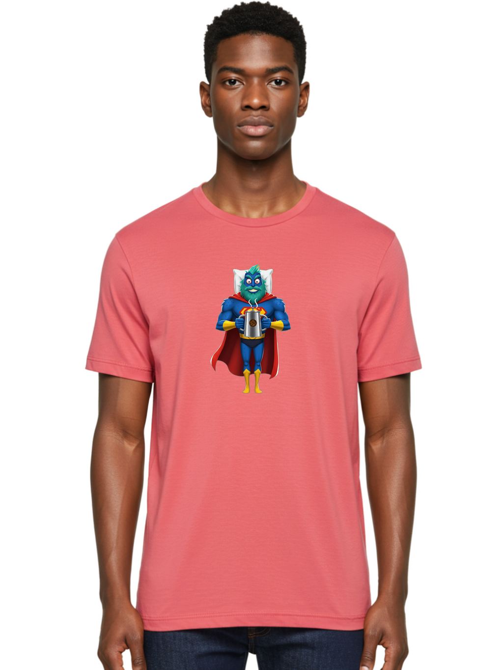 Blue-Superhero Men'S Graphic Tee, 100% Cotton, Comfortable Casual Summer Wear, Machine Washable, Vintage Camera, Old Camera, Antique Camera, Black Camera, Classic Photography, Photography Equipment, Nostalgic Device, Film Camera, Camera Art Bal834