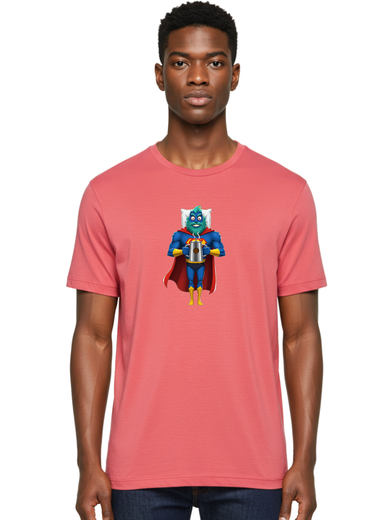 Blue-Superhero Men'S Graphic Tee, 100% Cotton, Comfortable Casual Summer Wear, Machine Washable, Vintage Camera, Old Camera, Antique Camera, Black Camera, Classic Photography, Photography Equipment, Nostalgic Device, Film Camera, Camera Art Bal834