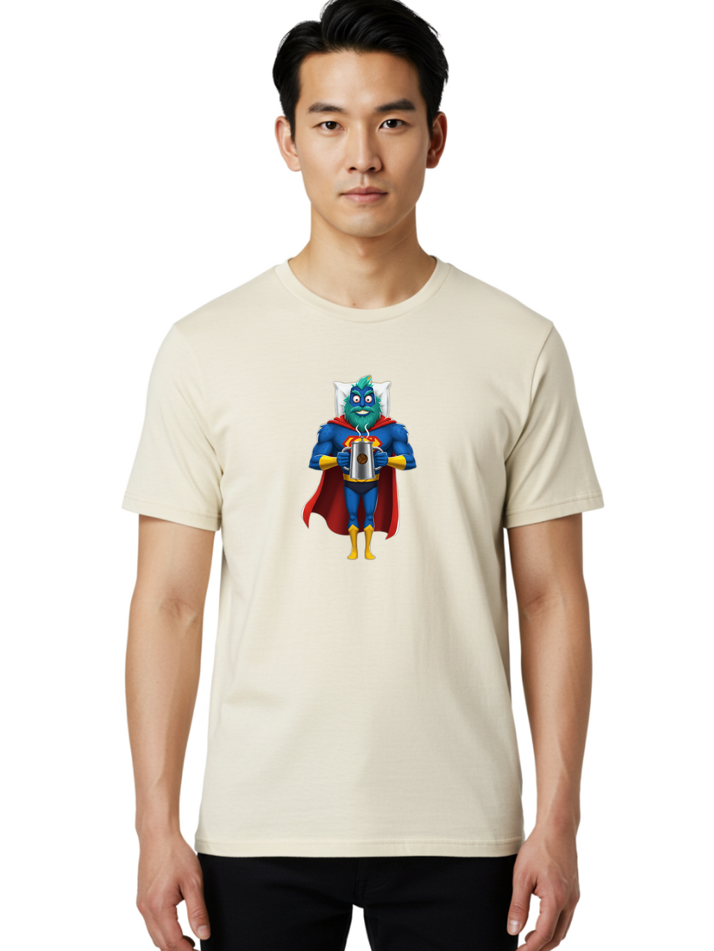 Blue-Superhero Men'S Graphic Tee, 100% Cotton, Comfortable Casual Summer Wear, Machine Washable, Vintage Camera, Old Camera, Antique Camera, Black Camera, Classic Photography, Photography Equipment, Nostalgic Device, Film Camera, Camera Art Bal834