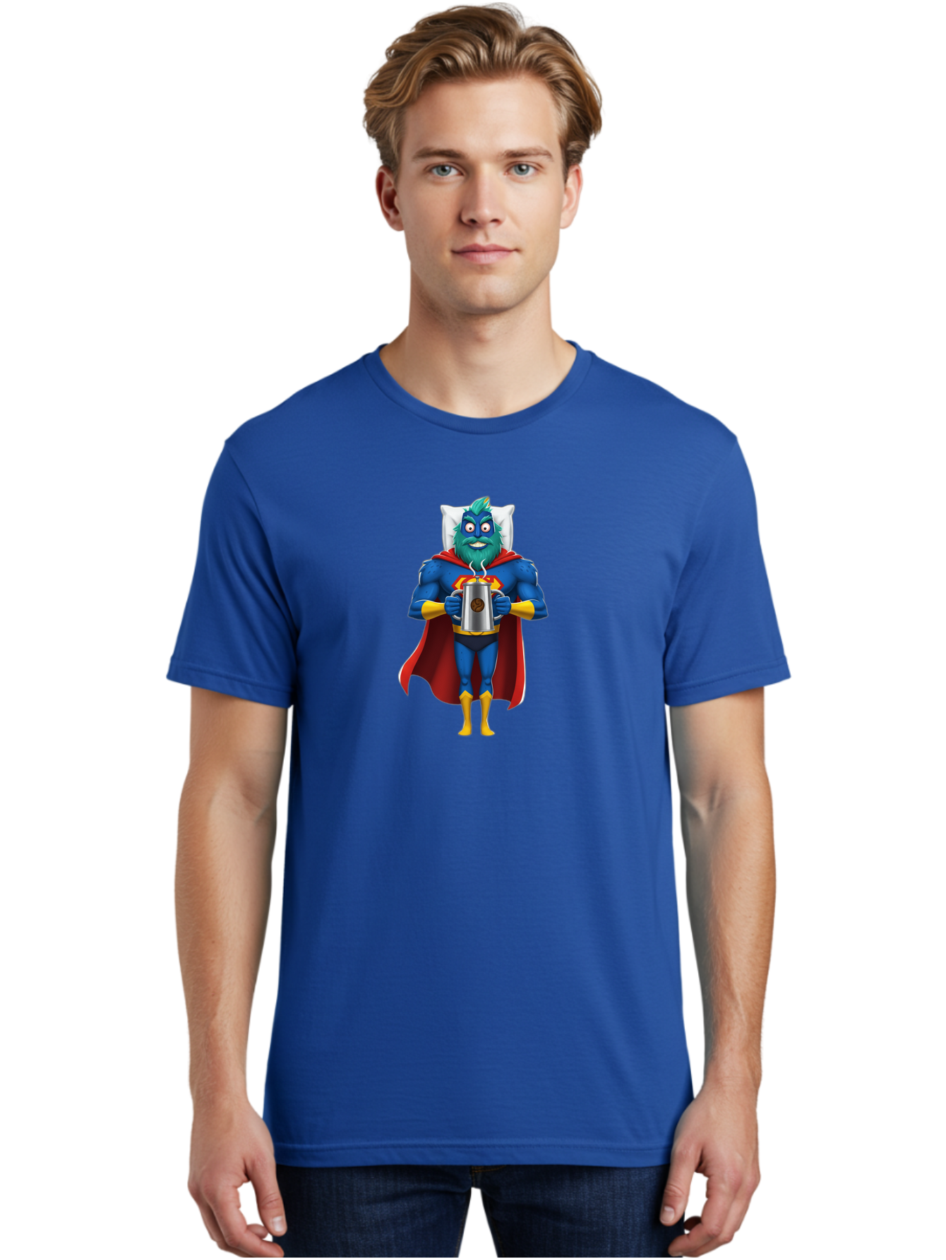 Blue-Superhero Men'S Graphic Tee, 100% Cotton, Comfortable Casual Summer Wear, Machine Washable, Vintage Camera, Old Camera, Antique Camera, Black Camera, Classic Photography, Photography Equipment, Nostalgic Device, Film Camera, Camera Art Bal834