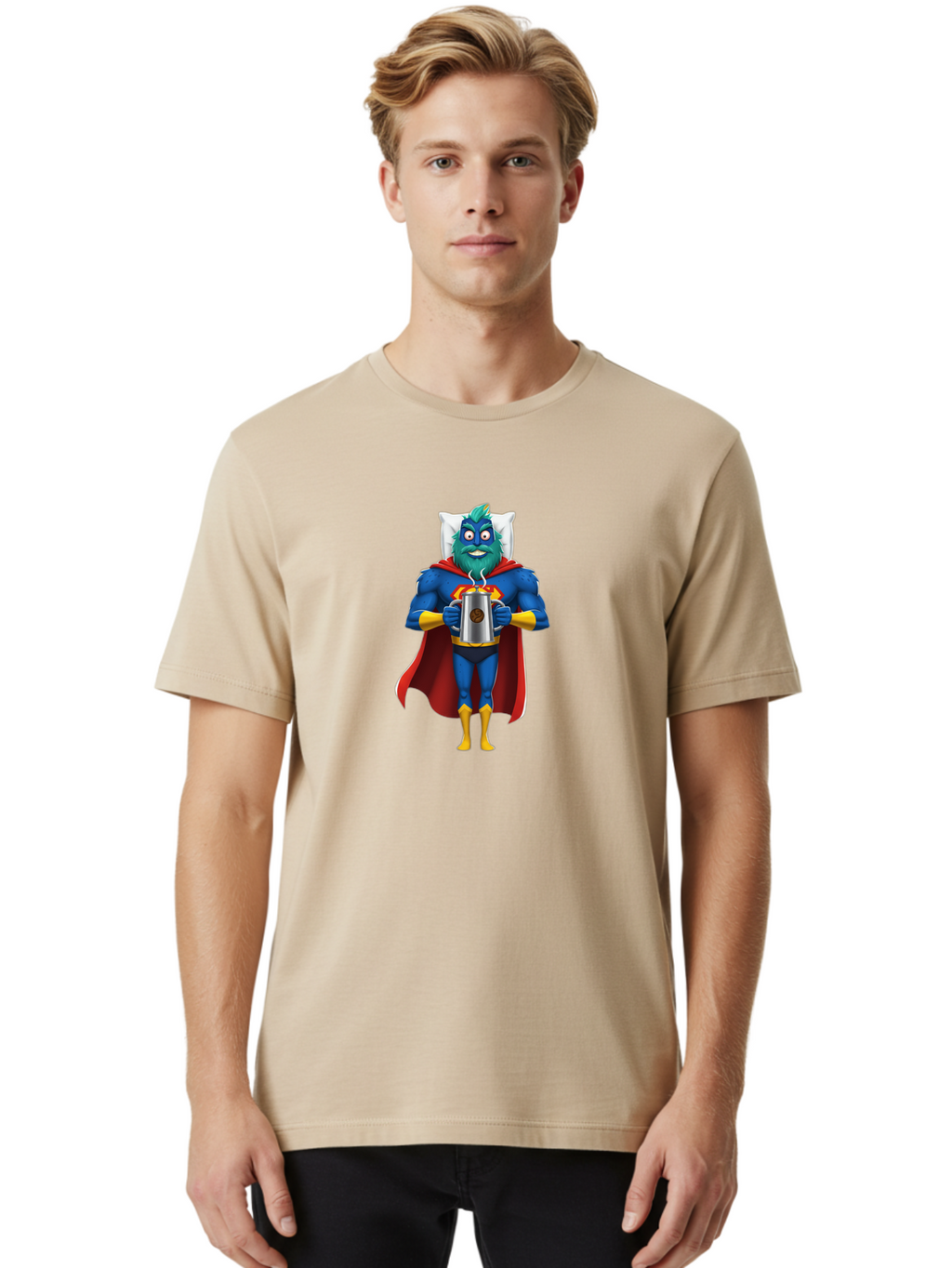 Blue-Superhero Men'S Graphic Tee, 100% Cotton, Comfortable Casual Summer Wear, Machine Washable, Vintage Camera, Old Camera, Antique Camera, Black Camera, Classic Photography, Photography Equipment, Nostalgic Device, Film Camera, Camera Art Bal834
