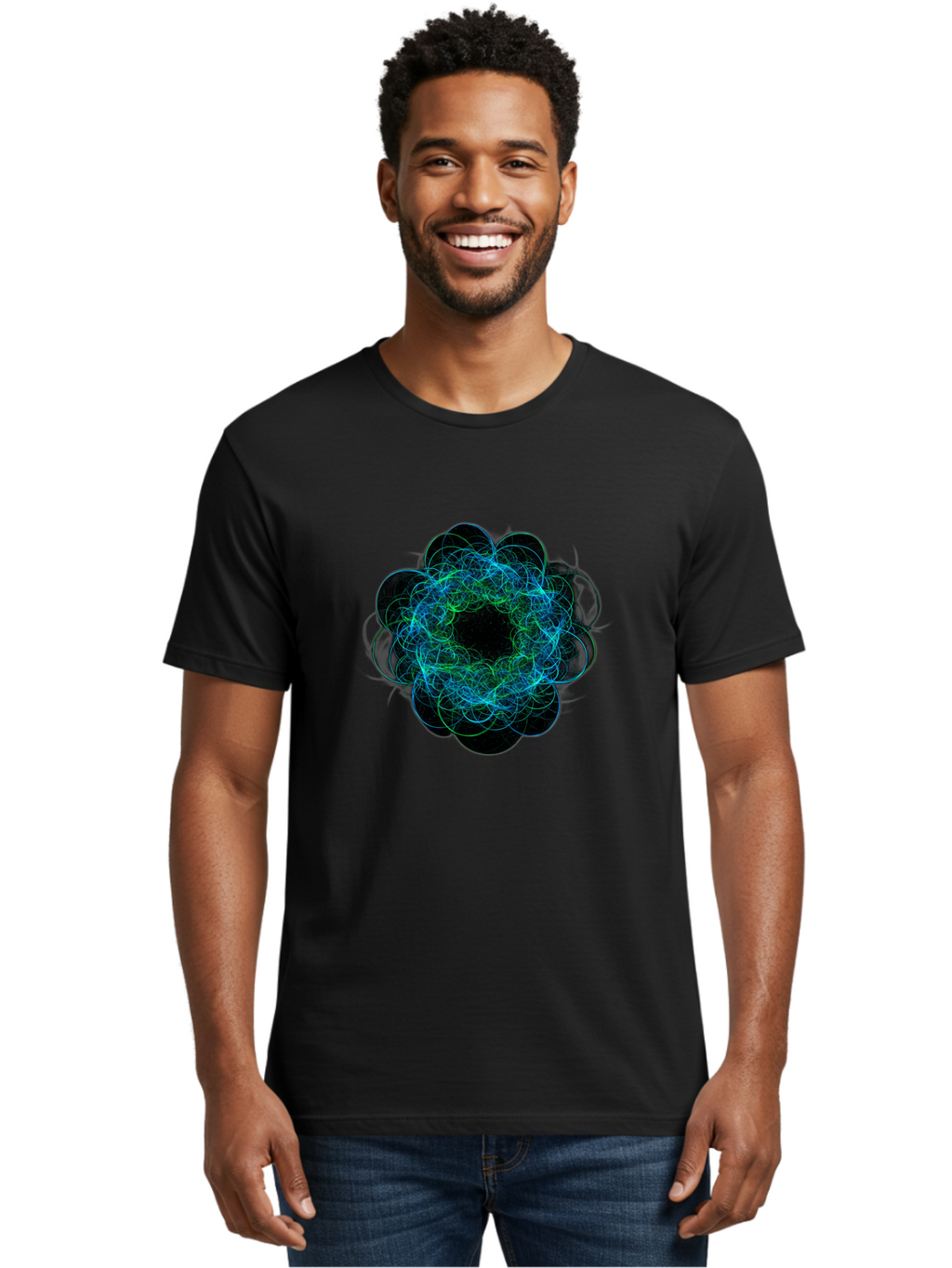 Blue-Swirling-Floral-Pattern Men'S Graphic Tee, 100% Cotton, Comfortable Casual Summer Wear, Machine Washable, Vintage Camera, Old Camera, Antique Camera, Black Camera, Classic Photography, Photography Equipment, Nostalgic Device, Film Camera, Bal835