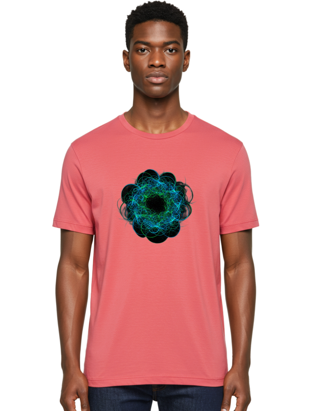 Blue-Swirling-Floral-Pattern Men'S Graphic Tee, 100% Cotton, Comfortable Casual Summer Wear, Machine Washable, Vintage Camera, Old Camera, Antique Camera, Black Camera, Classic Photography, Photography Equipment, Nostalgic Device, Film Camera, Bal835