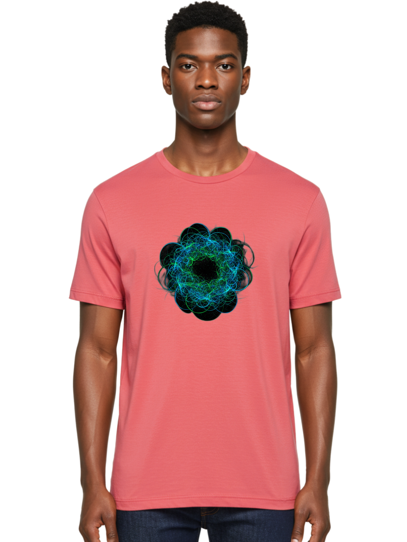 Blue-Swirling-Floral-Pattern Men'S Graphic Tee, 100% Cotton, Comfortable Casual Summer Wear, Machine Washable, Vintage Camera, Old Camera, Antique Camera, Black Camera, Classic Photography, Photography Equipment, Nostalgic Device, Film Camera, Bal835