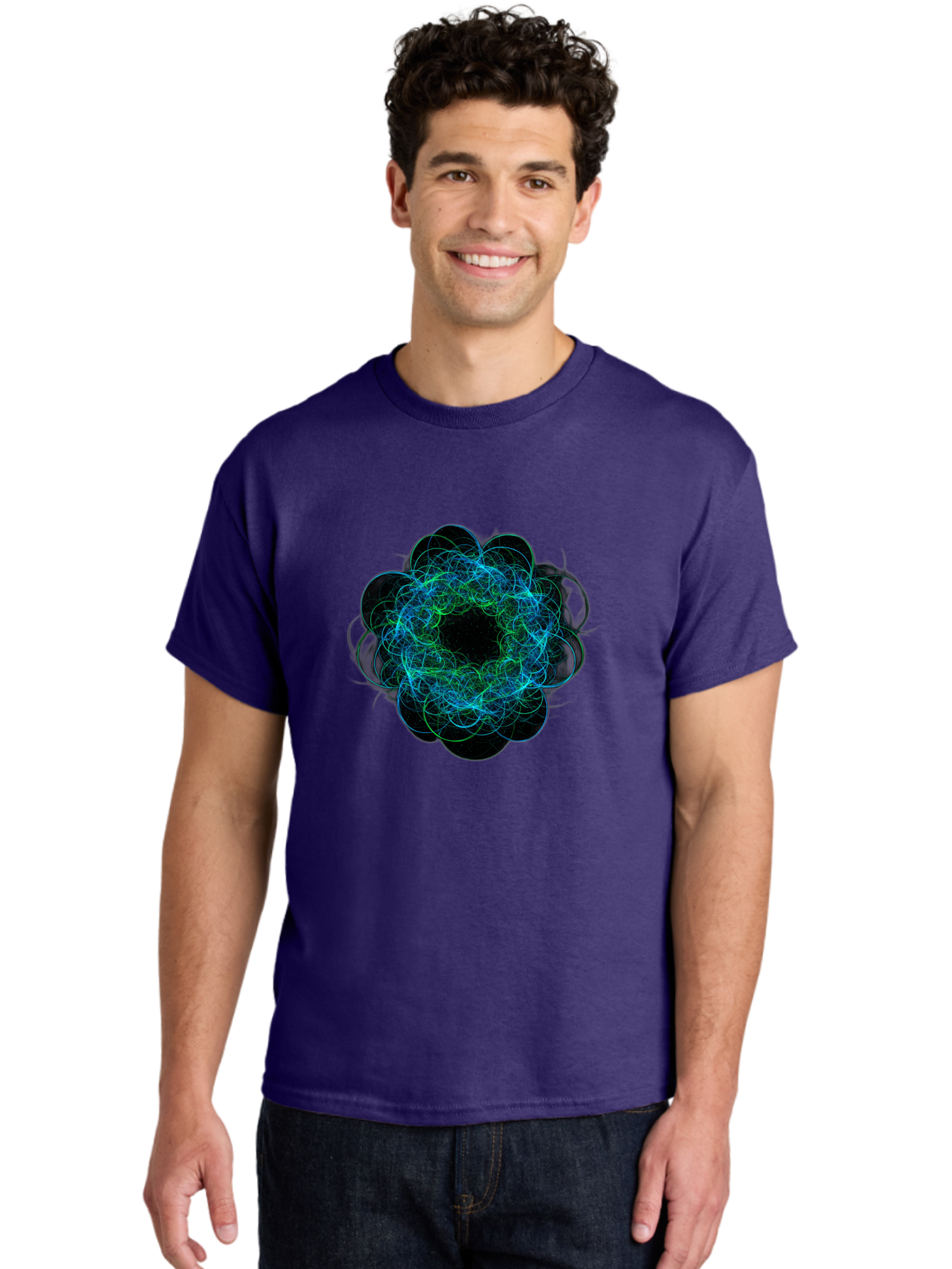 Blue-Swirling-Floral-Pattern Men'S Graphic Tee, 100% Cotton, Comfortable Casual Summer Wear, Machine Washable, Vintage Camera, Old Camera, Antique Camera, Black Camera, Classic Photography, Photography Equipment, Nostalgic Device, Film Camera, Bal835
