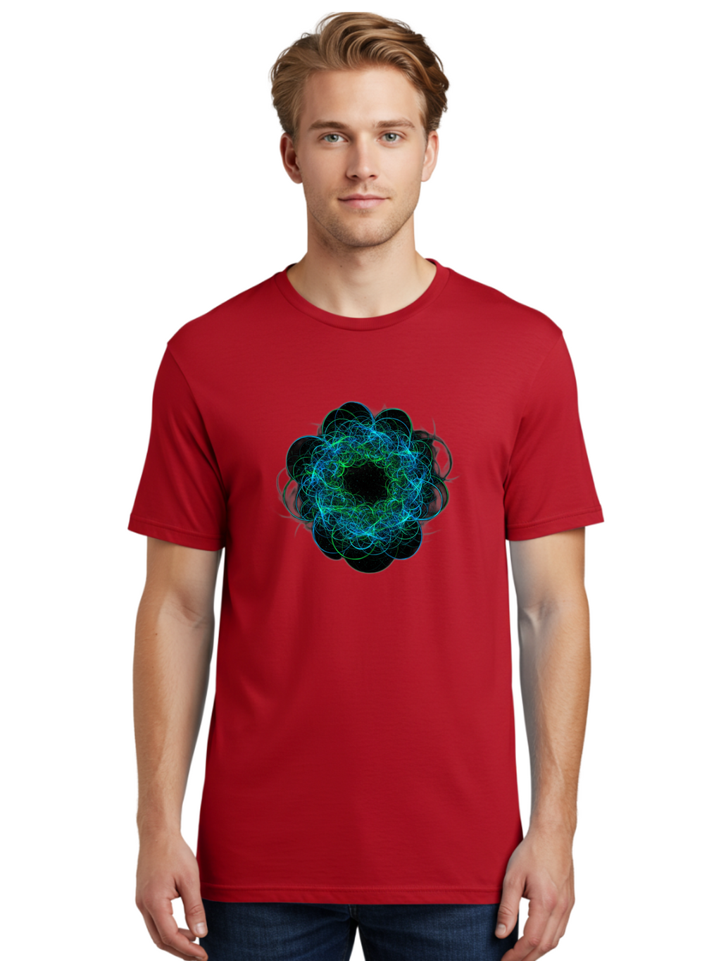 Blue-Swirling-Floral-Pattern Men'S Graphic Tee, 100% Cotton, Comfortable Casual Summer Wear, Machine Washable, Vintage Camera, Old Camera, Antique Camera, Black Camera, Classic Photography, Photography Equipment, Nostalgic Device, Film Camera, Bal835