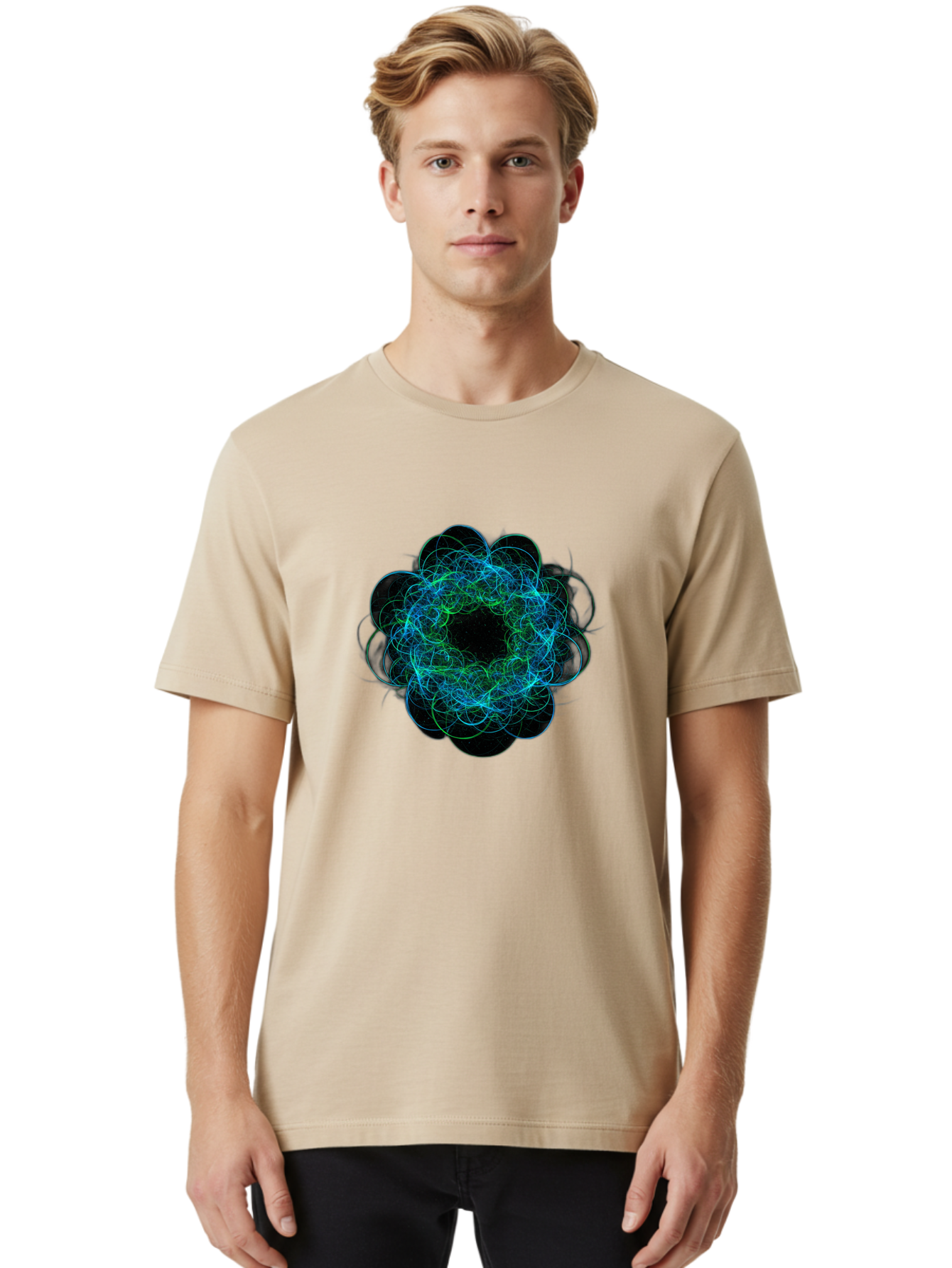 Blue-Swirling-Floral-Pattern Men'S Graphic Tee, 100% Cotton, Comfortable Casual Summer Wear, Machine Washable, Vintage Camera, Old Camera, Antique Camera, Black Camera, Classic Photography, Photography Equipment, Nostalgic Device, Film Camera, Bal835