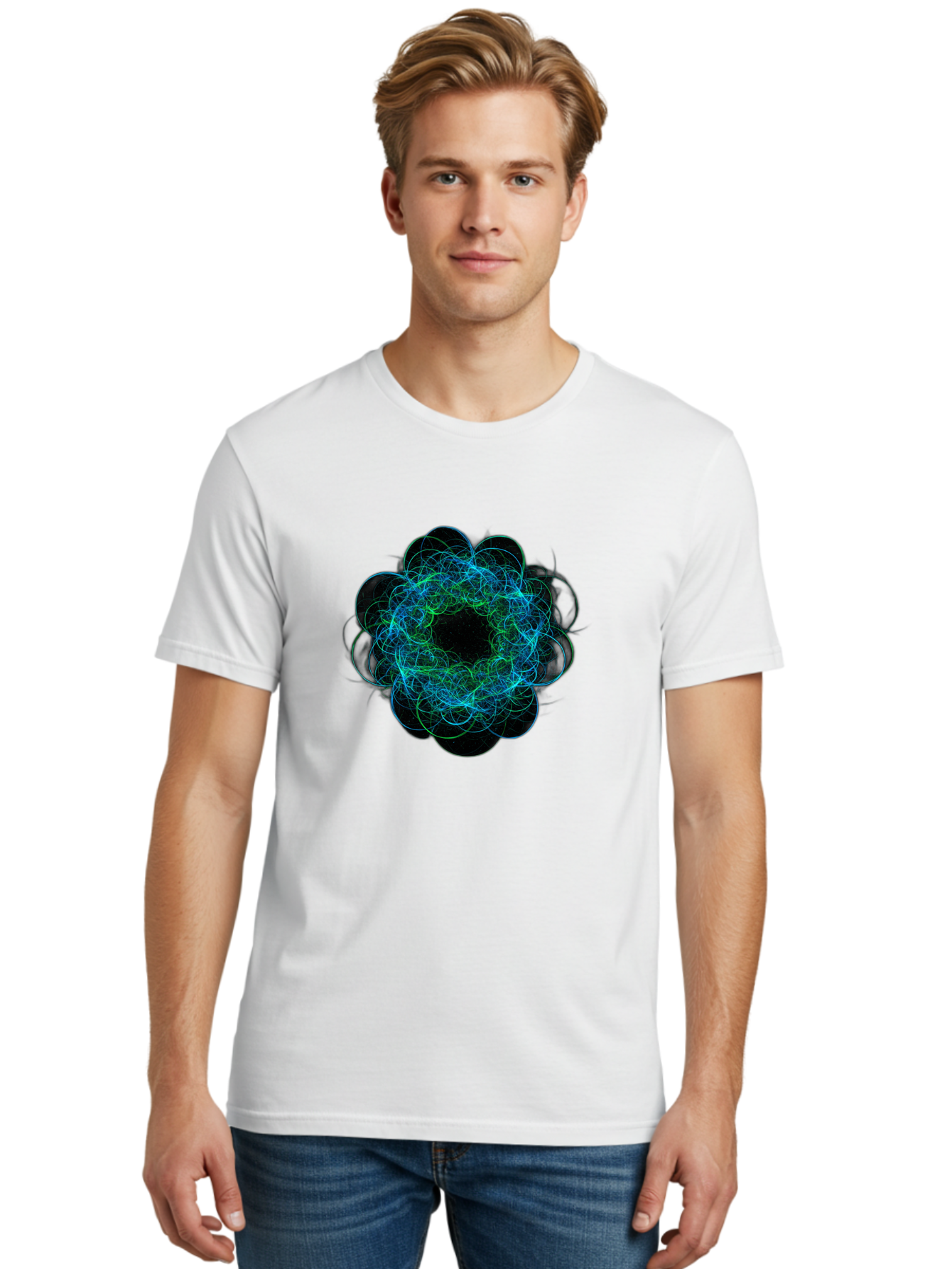 Blue-Swirling-Floral-Pattern Men'S Graphic Tee, 100% Cotton, Comfortable Casual Summer Wear, Machine Washable, Vintage Camera, Old Camera, Antique Camera, Black Camera, Classic Photography, Photography Equipment, Nostalgic Device, Film Camera, Bal835
