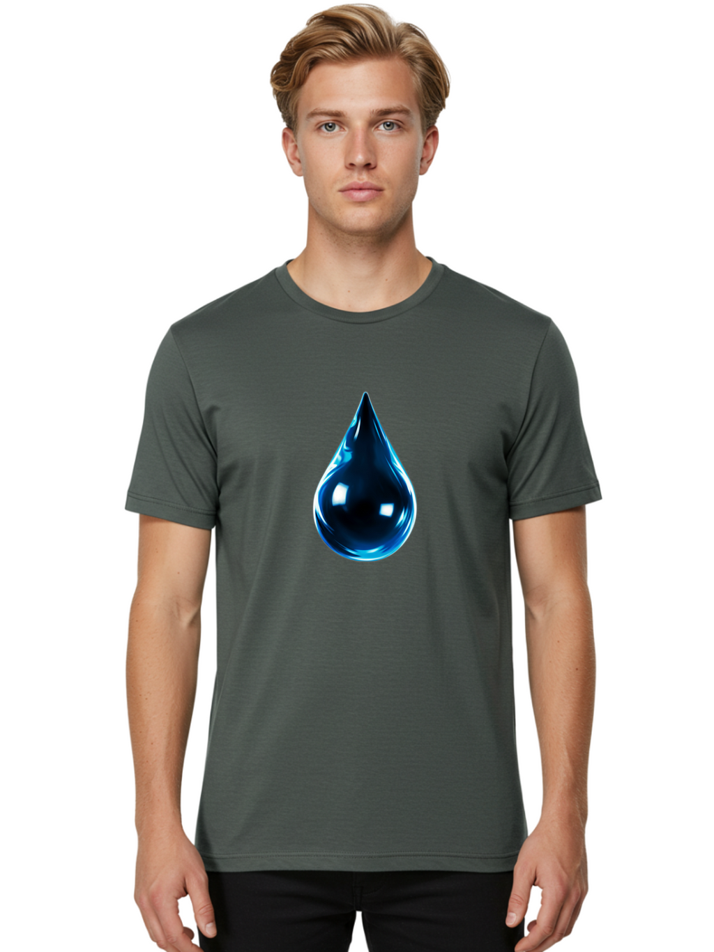 Blue-Water-Droplet Men'S Graphic Tee, 100% Cotton, Comfortable Casual Summer Wear, Machine Washable, Vintage Camera, Old Camera, Antique Camera, Black Camera, Classic Photography, Photography Equipment, Nostalgic Device, Film Camera, Bal836
