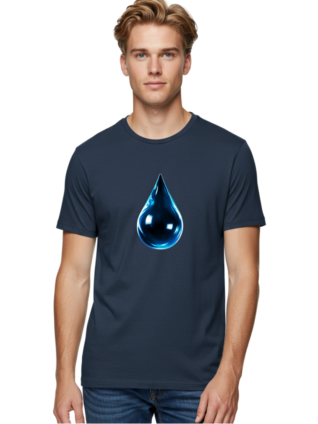 Blue-Water-Droplet Men'S Graphic Tee, 100% Cotton, Comfortable Casual Summer Wear, Machine Washable, Vintage Camera, Old Camera, Antique Camera, Black Camera, Classic Photography, Photography Equipment, Nostalgic Device, Film Camera, Bal836