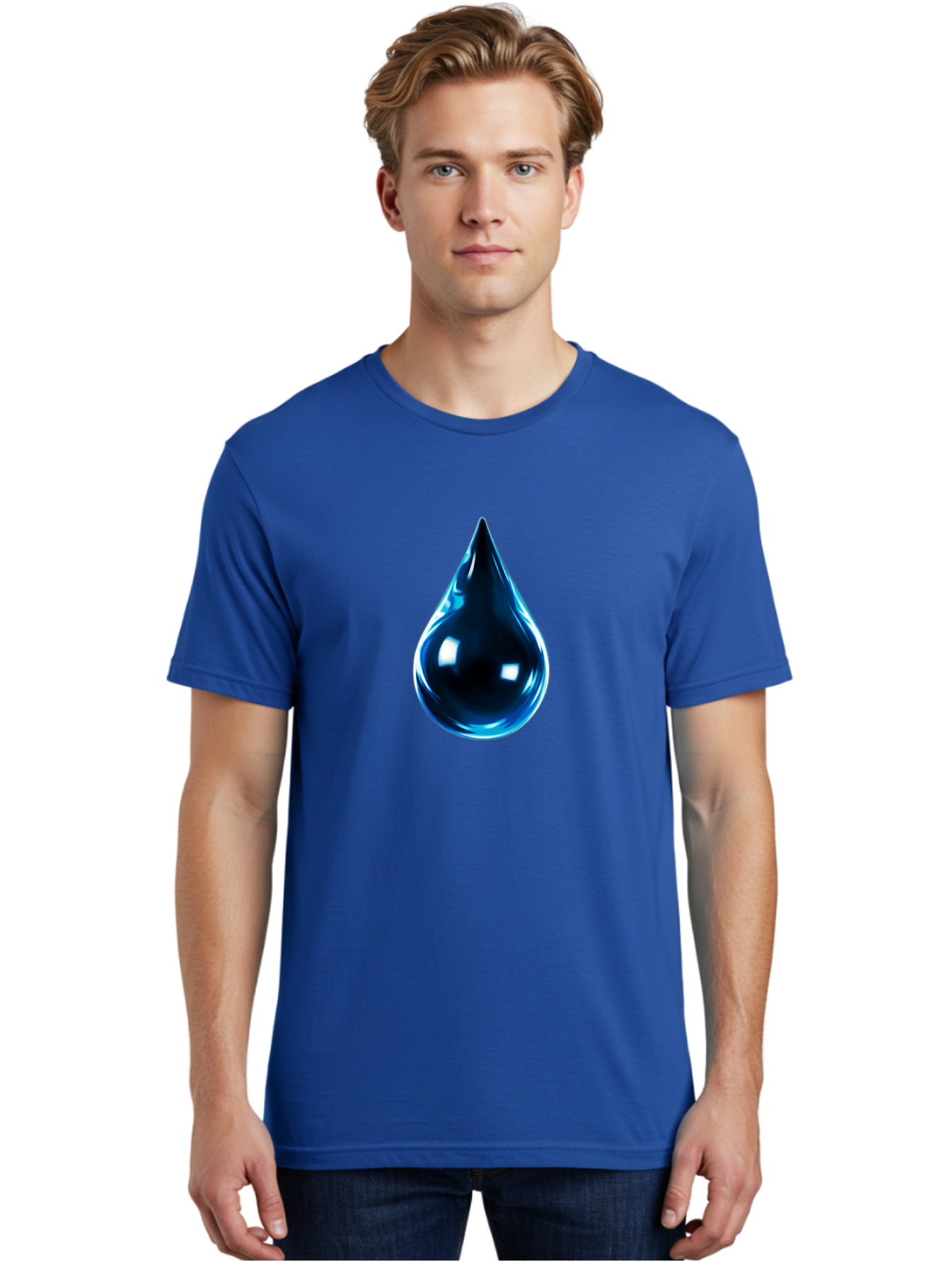 Blue-Water-Droplet Men'S Graphic Tee, 100% Cotton, Comfortable Casual Summer Wear, Machine Washable, Vintage Camera, Old Camera, Antique Camera, Black Camera, Classic Photography, Photography Equipment, Nostalgic Device, Film Camera, Bal836