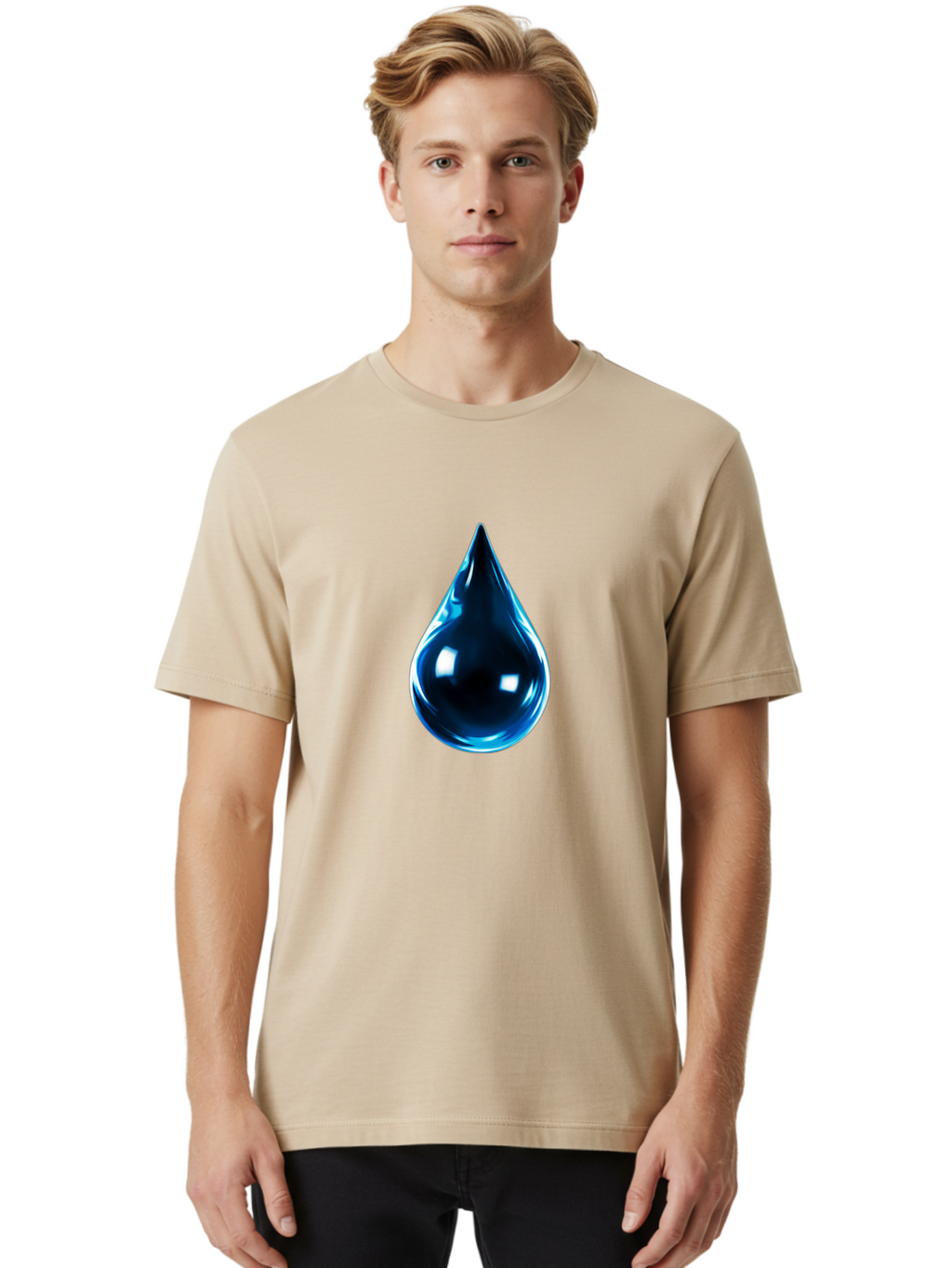 Blue-Water-Droplet Men'S Graphic Tee, 100% Cotton, Comfortable Casual Summer Wear, Machine Washable, Vintage Camera, Old Camera, Antique Camera, Black Camera, Classic Photography, Photography Equipment, Nostalgic Device, Film Camera, Bal836