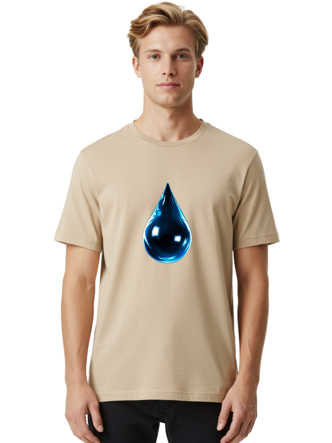 Blue-Water-Droplet Men'S Graphic Tee, 100% Cotton, Comfortable Casual Summer Wear, Machine Washable, Vintage Camera, Old Camera, Antique Camera, Black Camera, Classic Photography, Photography Equipment, Nostalgic Device, Film Camera, Bal836