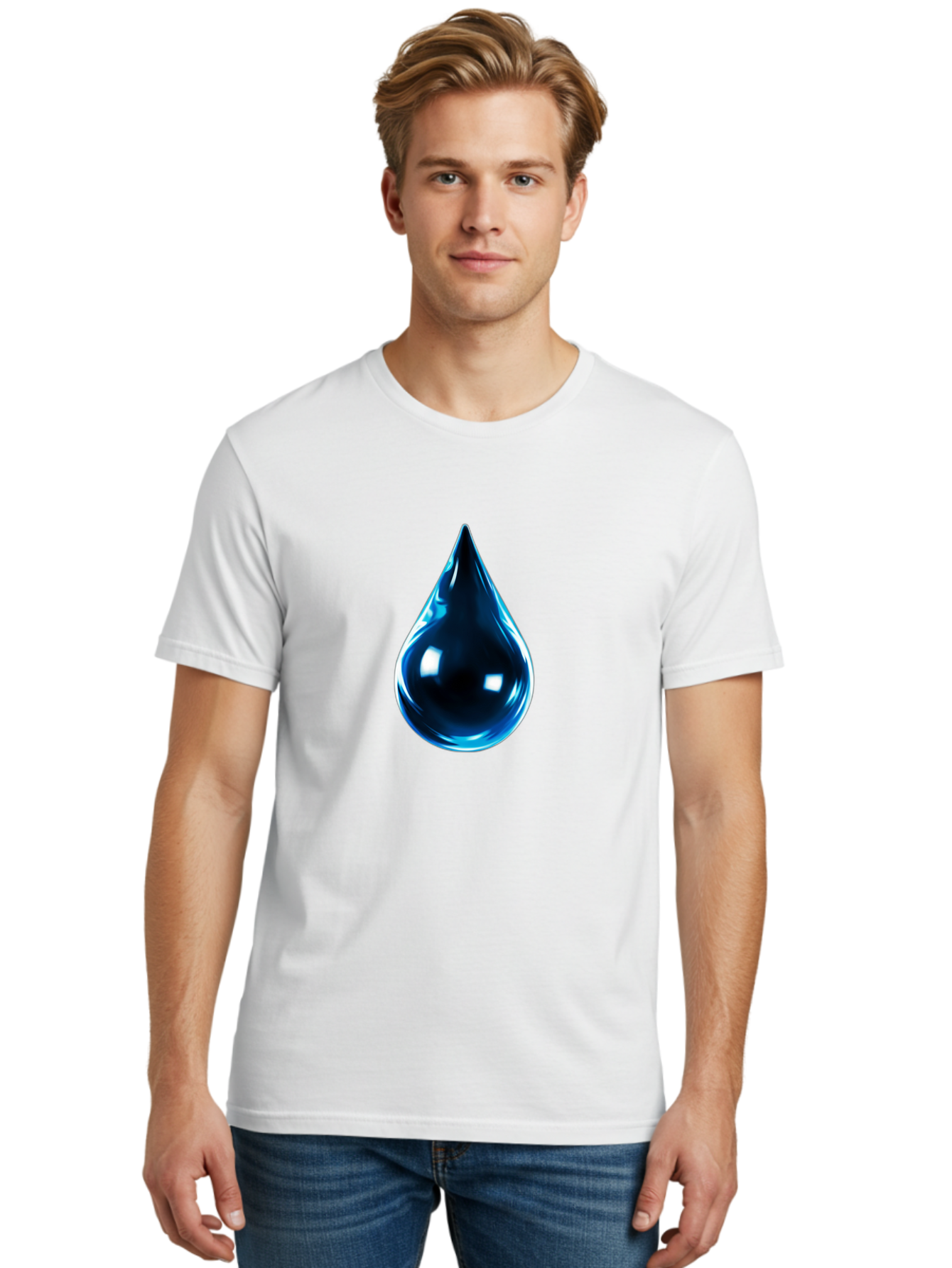 Blue-Water-Droplet Men'S Graphic Tee, 100% Cotton, Comfortable Casual Summer Wear, Machine Washable, Vintage Camera, Old Camera, Antique Camera, Black Camera, Classic Photography, Photography Equipment, Nostalgic Device, Film Camera, Bal836