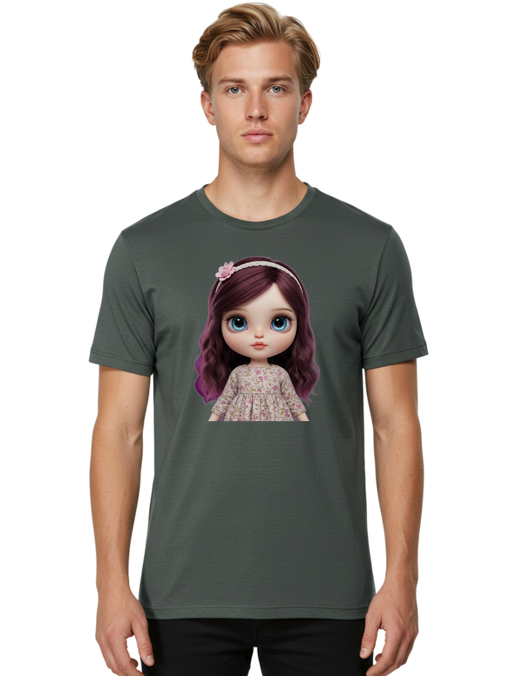 Blythe-Doll-2 Men'S Graphic Tee, 100% Cotton, Comfortable Casual Summer Wear, Machine Washable, Vintage Camera, Old Camera, Antique Camera, Black Camera, Classic Photography, Photography Equipment, Nostalgic Device, Film Camera, Camera Art Bal838