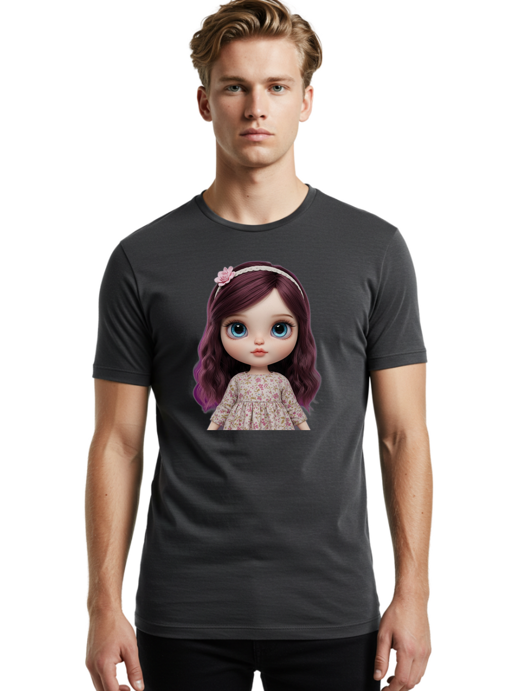 Blythe-Doll-2 Men'S Graphic Tee, 100% Cotton, Comfortable Casual Summer Wear, Machine Washable, Vintage Camera, Old Camera, Antique Camera, Black Camera, Classic Photography, Photography Equipment, Nostalgic Device, Film Camera, Camera Art Bal838