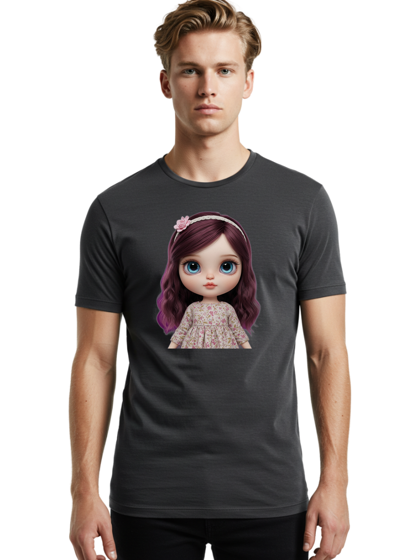Blythe-Doll-2 Men'S Graphic Tee, 100% Cotton, Comfortable Casual Summer Wear, Machine Washable, Vintage Camera, Old Camera, Antique Camera, Black Camera, Classic Photography, Photography Equipment, Nostalgic Device, Film Camera, Camera Art Bal838