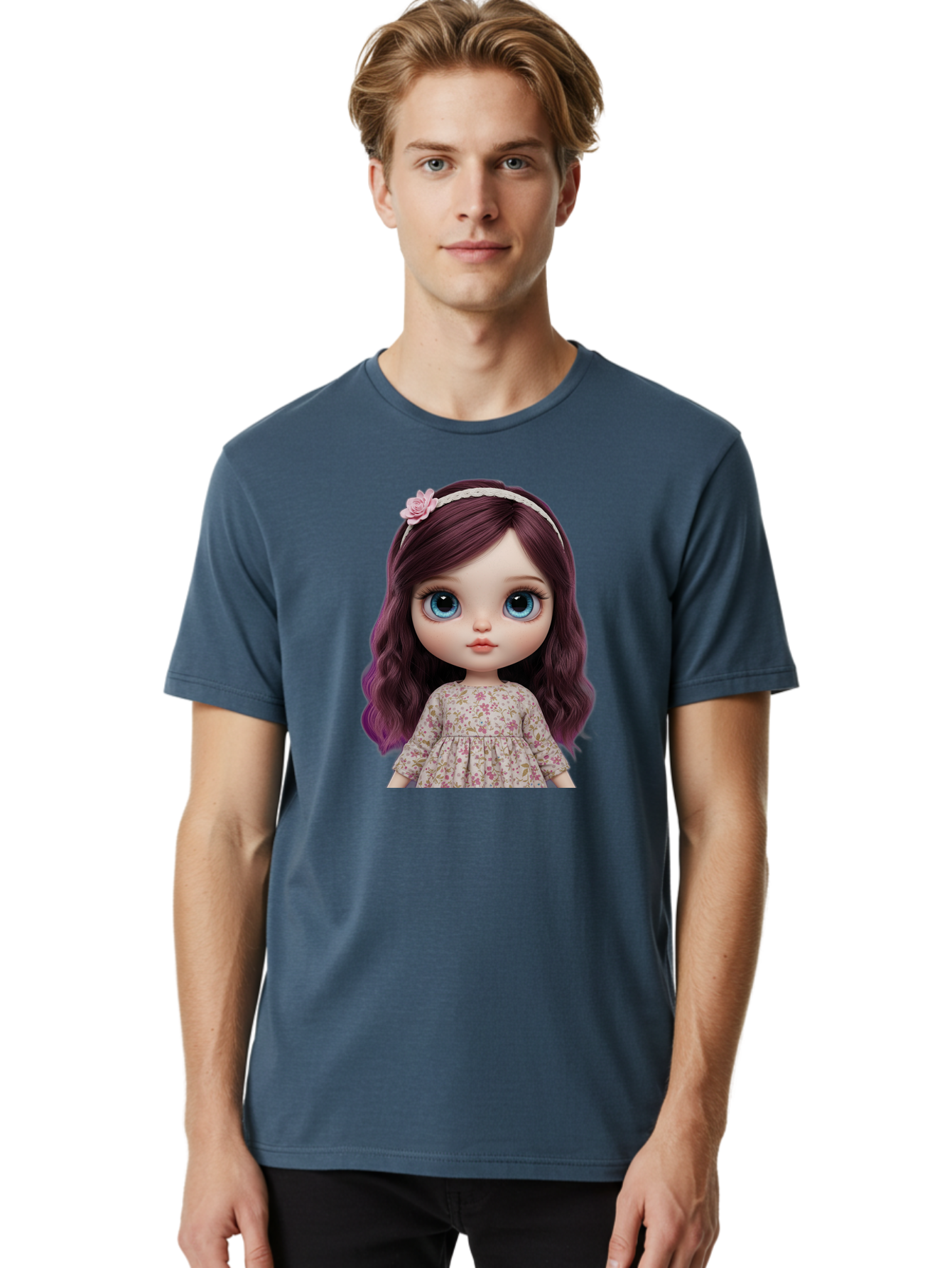 Blythe-Doll-2 Men'S Graphic Tee, 100% Cotton, Comfortable Casual Summer Wear, Machine Washable, Vintage Camera, Old Camera, Antique Camera, Black Camera, Classic Photography, Photography Equipment, Nostalgic Device, Film Camera, Camera Art Bal838