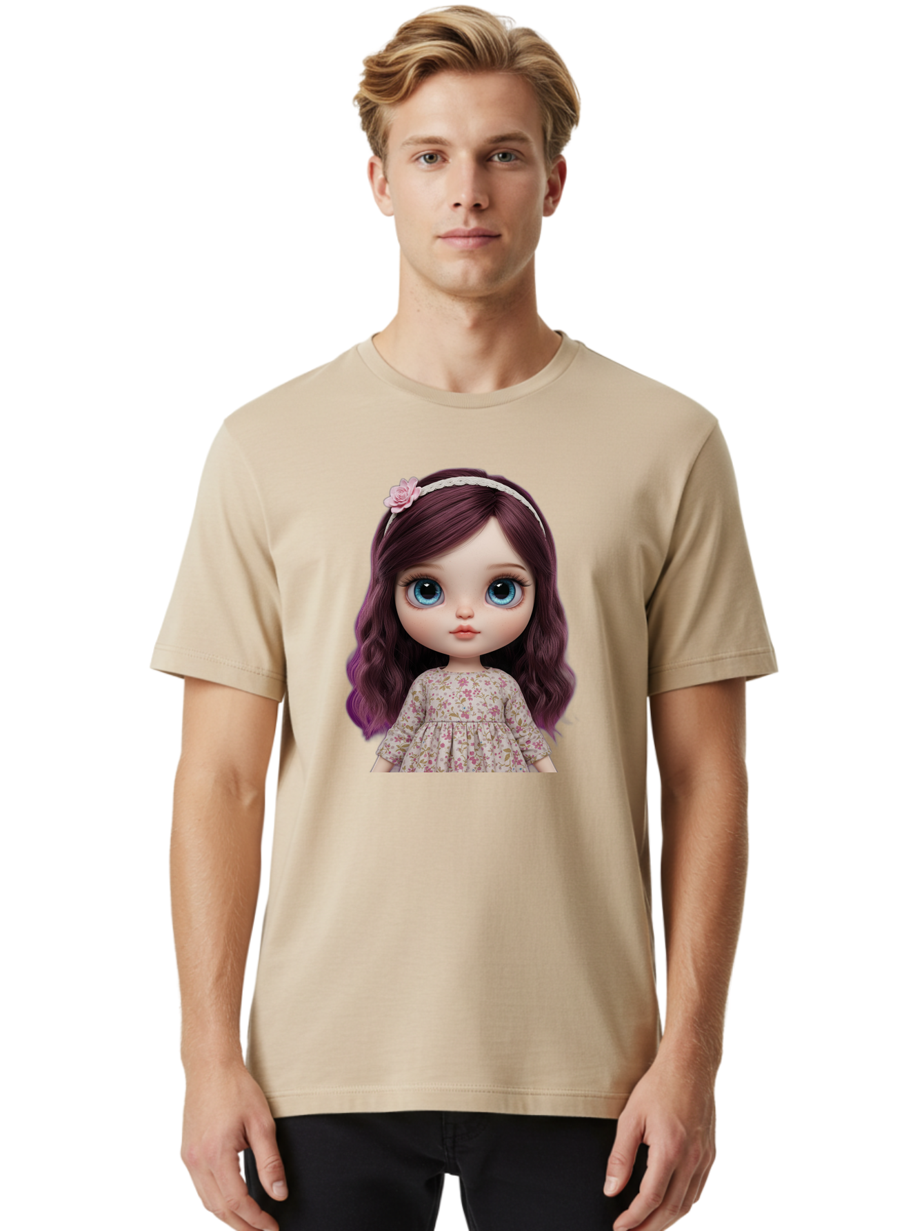Blythe-Doll-2 Men'S Graphic Tee, 100% Cotton, Comfortable Casual Summer Wear, Machine Washable, Vintage Camera, Old Camera, Antique Camera, Black Camera, Classic Photography, Photography Equipment, Nostalgic Device, Film Camera, Camera Art Bal838