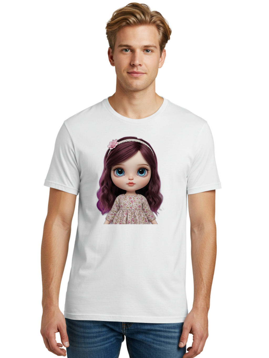 Blythe-Doll-2 Men'S Graphic Tee, 100% Cotton, Comfortable Casual Summer Wear, Machine Washable, Vintage Camera, Old Camera, Antique Camera, Black Camera, Classic Photography, Photography Equipment, Nostalgic Device, Film Camera, Camera Art Bal838