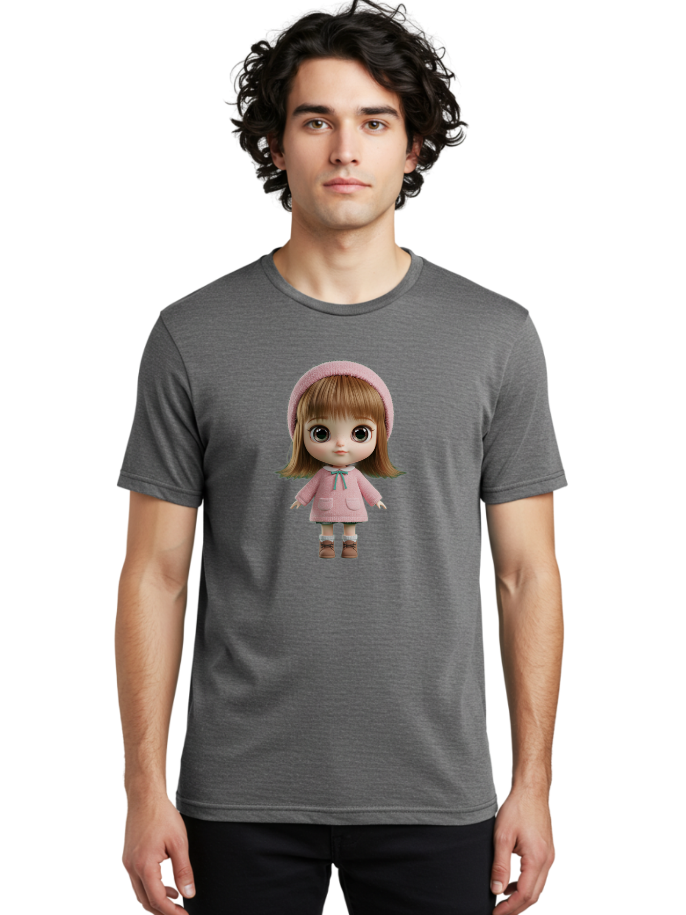 Blythe-Doll-3 Men'S Graphic Tee, 100% Cotton, Comfortable Casual Summer Wear, Machine Washable, Vintage Camera, Old Camera, Antique Camera, Black Camera, Classic Photography, Photography Equipment, Nostalgic Device, Film Camera, Camera Art Bal839