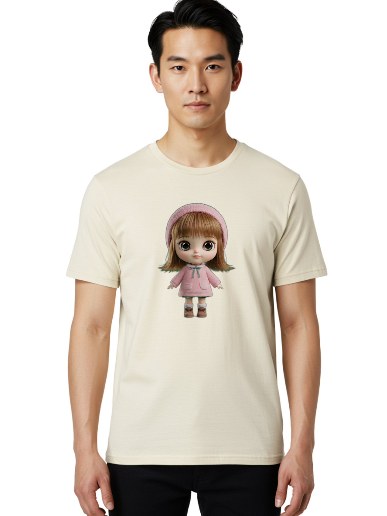 Blythe-Doll-3 Men'S Graphic Tee, 100% Cotton, Comfortable Casual Summer Wear, Machine Washable, Vintage Camera, Old Camera, Antique Camera, Black Camera, Classic Photography, Photography Equipment, Nostalgic Device, Film Camera, Camera Art Bal839