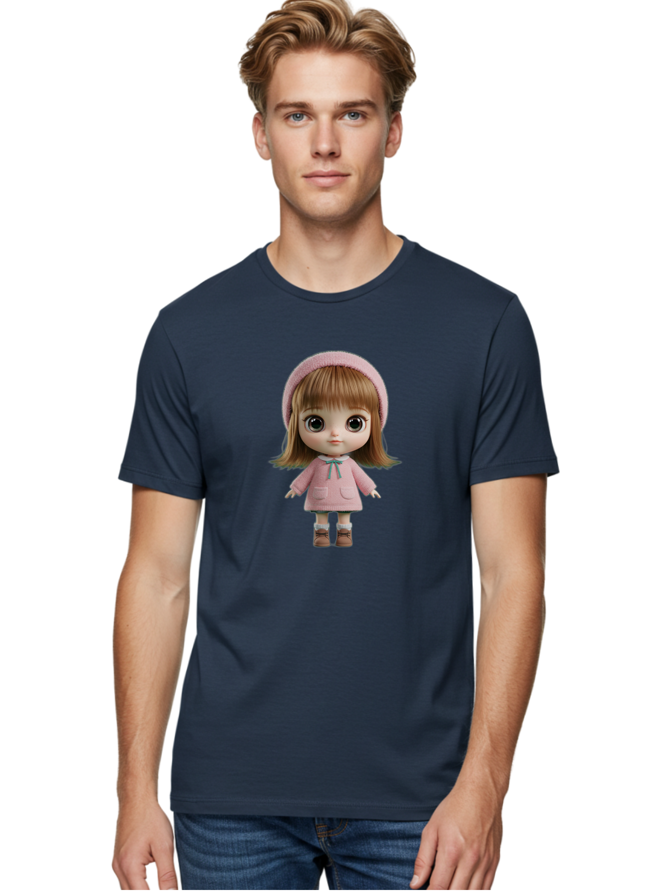 Blythe-Doll-3 Men'S Graphic Tee, 100% Cotton, Comfortable Casual Summer Wear, Machine Washable, Vintage Camera, Old Camera, Antique Camera, Black Camera, Classic Photography, Photography Equipment, Nostalgic Device, Film Camera, Camera Art Bal839