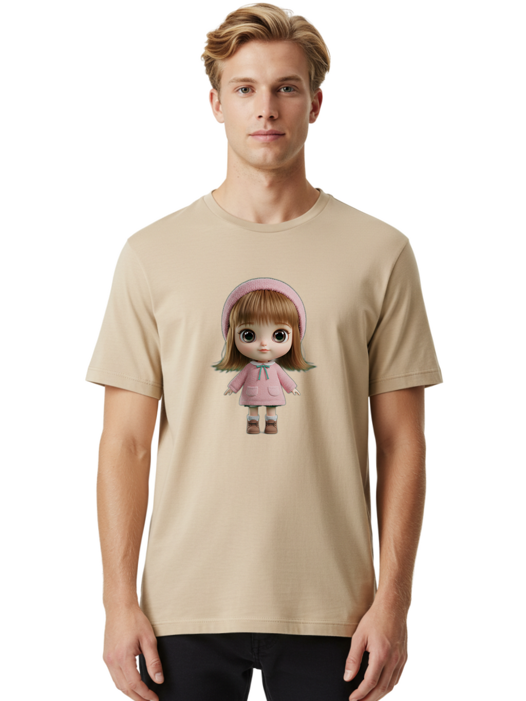 Blythe-Doll-3 Men'S Graphic Tee, 100% Cotton, Comfortable Casual Summer Wear, Machine Washable, Vintage Camera, Old Camera, Antique Camera, Black Camera, Classic Photography, Photography Equipment, Nostalgic Device, Film Camera, Camera Art Bal839