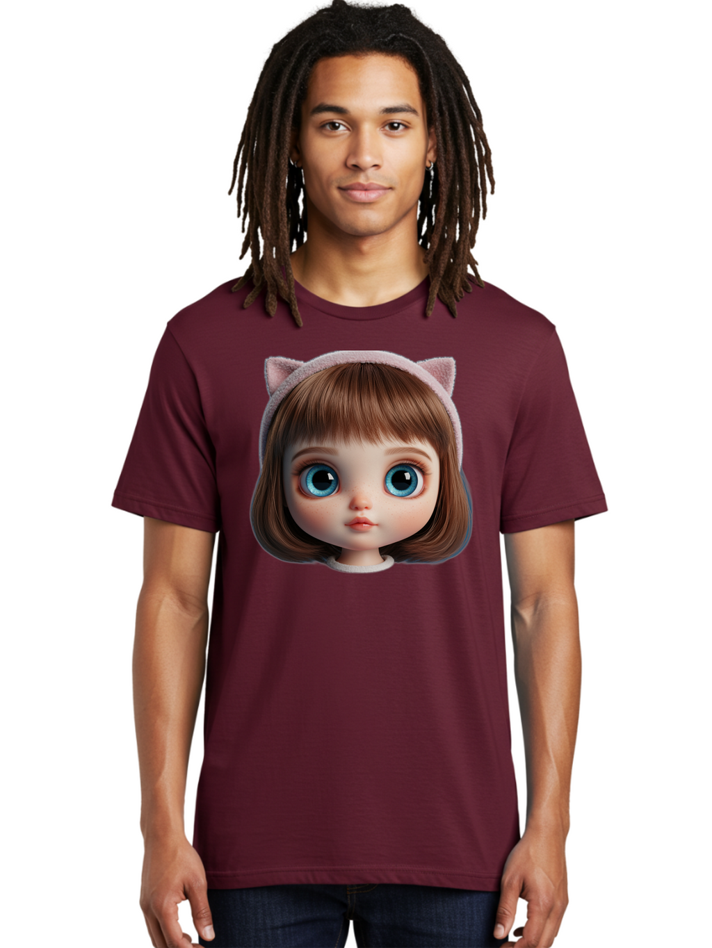 Blythe-Doll-4 Men'S Graphic Tee, 100% Cotton, Comfortable Casual Summer Wear, Machine Washable, Vintage Camera, Old Camera, Antique Camera, Black Camera, Classic Photography, Photography Equipment, Nostalgic Device, Film Camera, Camera Art Bal840